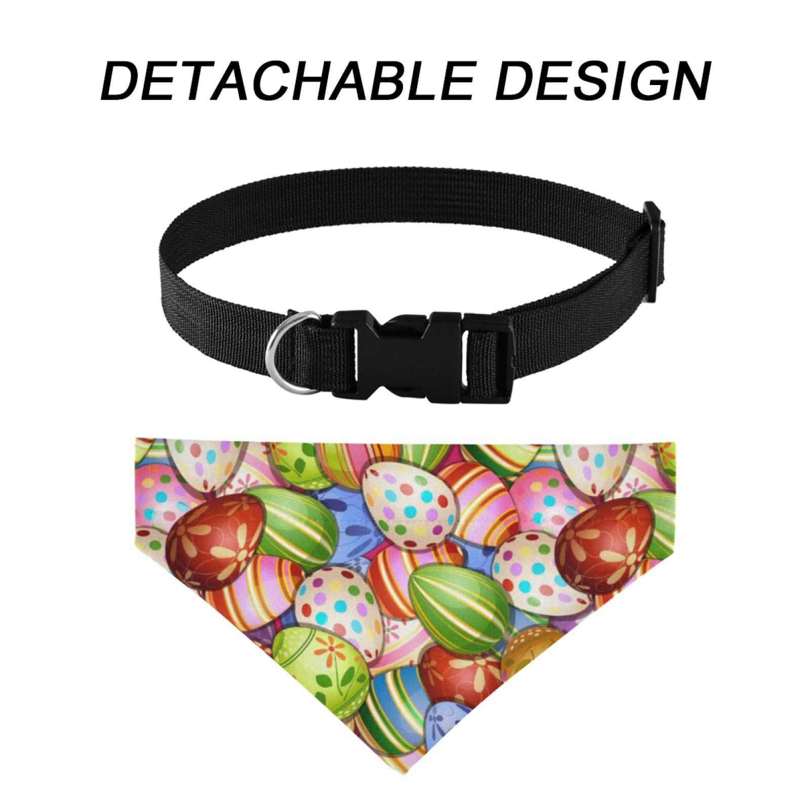 Easter Dog Bandanas with Adjustable Buckle - Colorful Easter Egg Pattern Pet Bandana Scarf - Washable Dog Collar Accessory for Spring Festivities & Holiday Photos