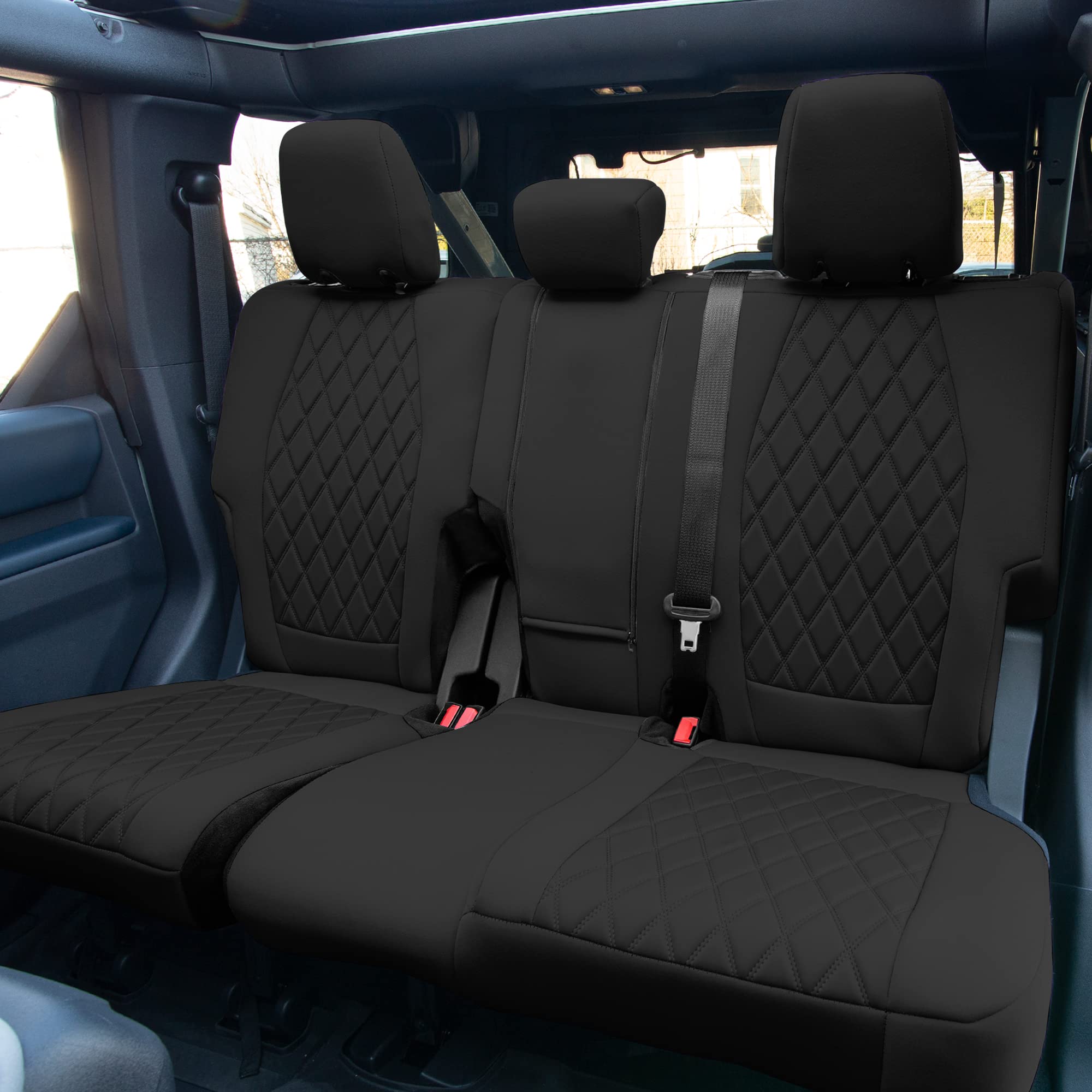 Custom Fit Neoprene Seat Covers for Ford Bronco 2021-2022 | Waterproof SUV Front & Rear Seat Protectors | Neosupreme Black Car Seat Covers | Perfect for Off-Roading, Camping & Daily Commute