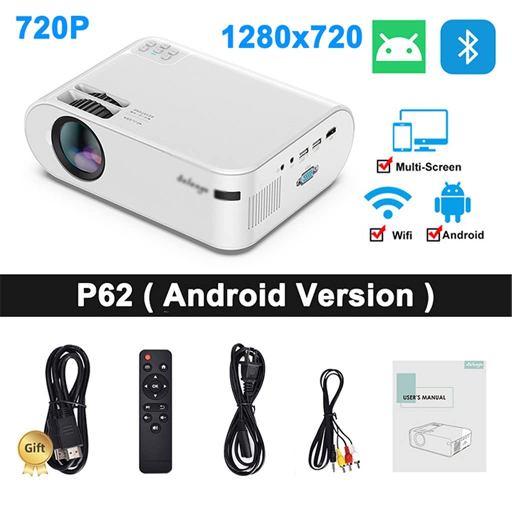 YADECL P62 Mini Projector 4000 Lumens Full HD 1080P LED Portable Projector - Wireless Screen Mirroring for iPhone/Android, Home Theater & Outdoor Movie Nights (Silver)
