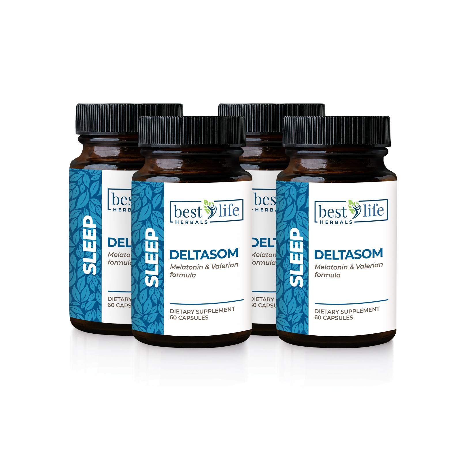 Best Life Herbals DeltaSom Natural Sleep Aid Supplement - Non-Habit Forming with Valerian Root for Adults, Promotes Restful Sleep & Morning Refreshment (4 Bottles) - Perfect for Stressful Nights, Jet Lag & Shift Workers