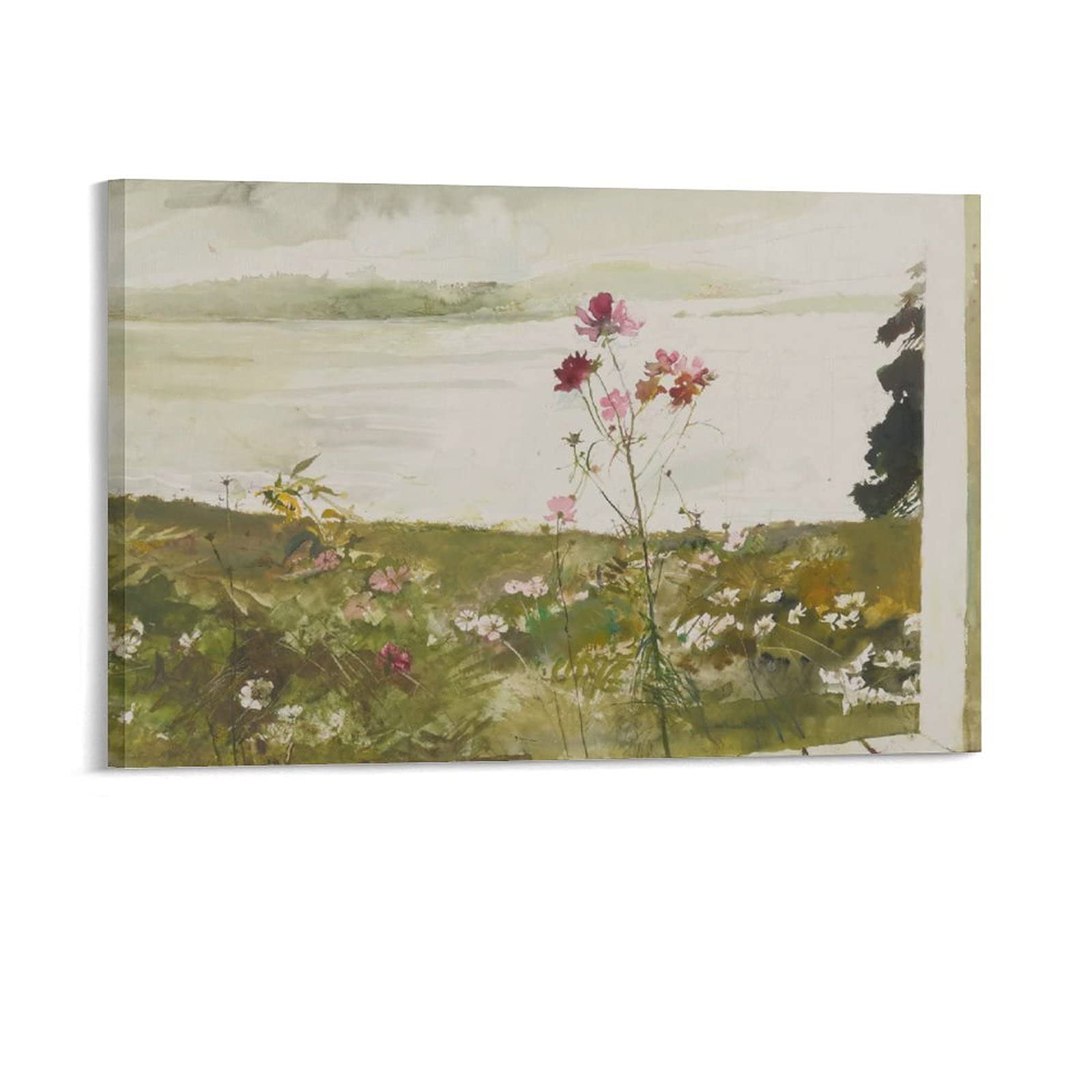 Andrew Wyeth Cosmos Canvas Wall Art Print - 20x30 Inch (50x75cm) Framed Landscape Painting for Bedroom, Living Room & Office Decor - Perfect Housewarming Gift for Art Lovers
