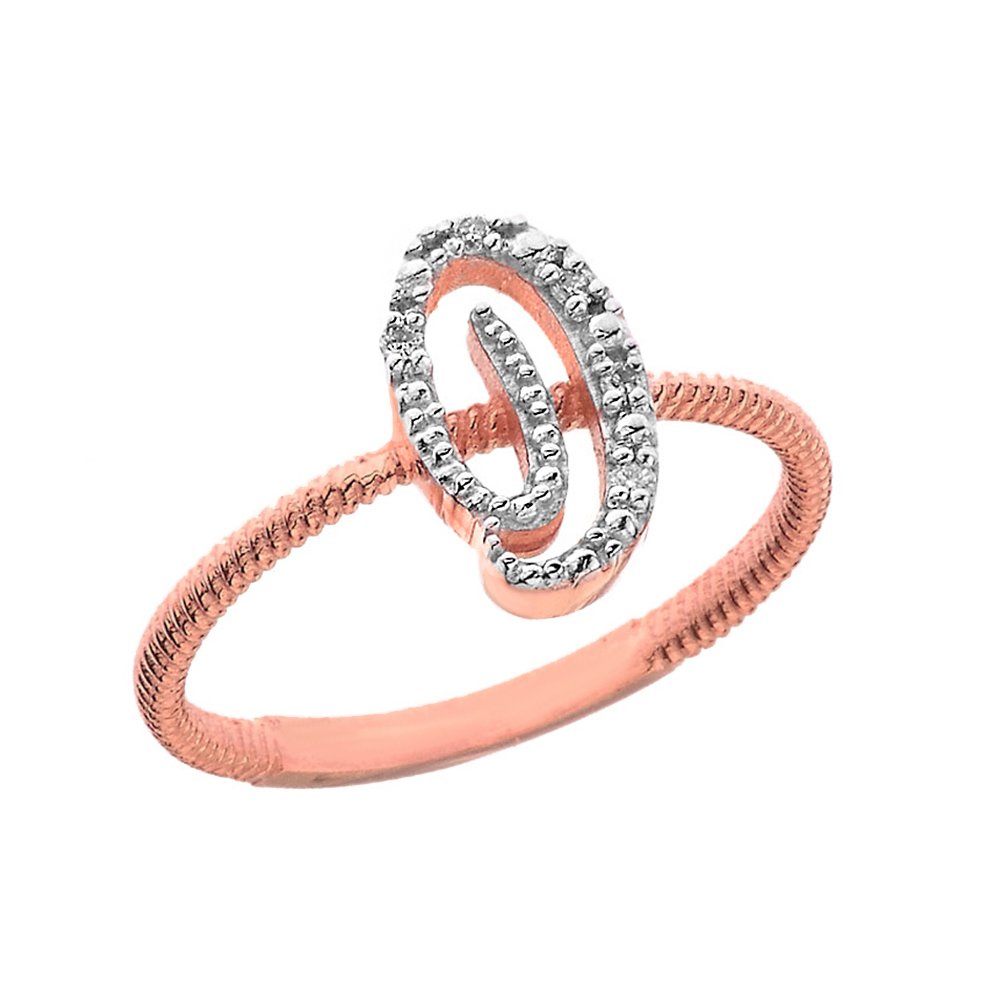 10K Rose Gold Diamond Initial Letter 