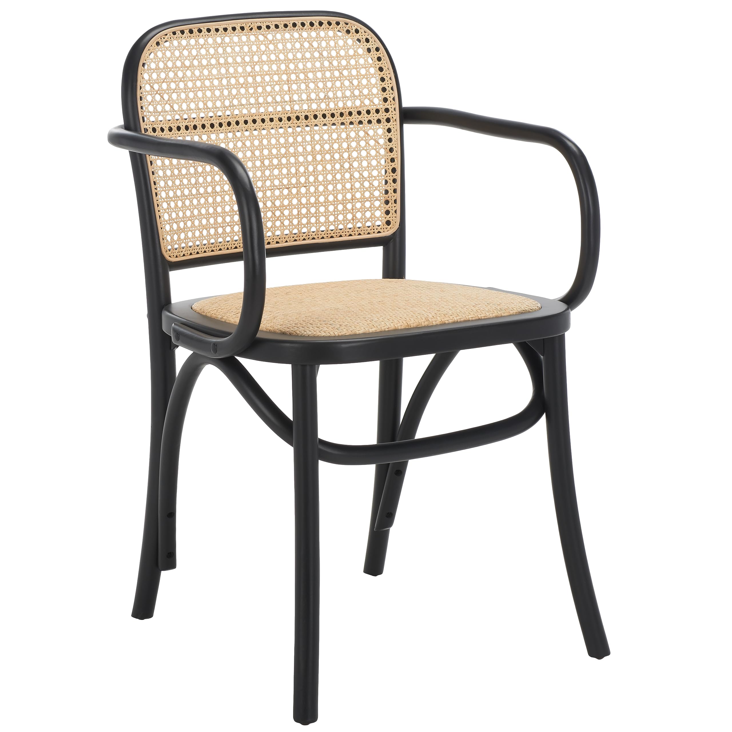 Safavieh Home Keiko White & Natural Cane Dining Chair - Modern Farmhouse Style for Kitchen, Dining Room & Breakfast Nook