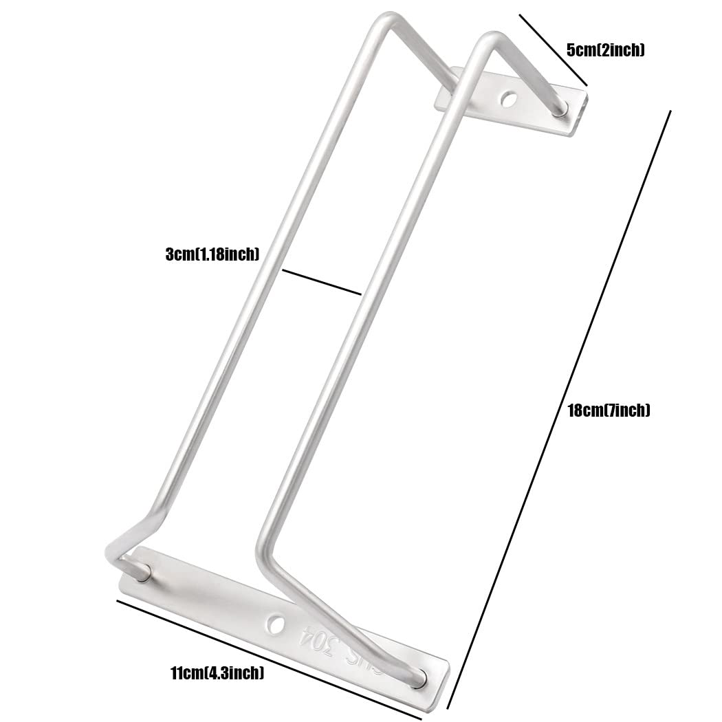 Stainless Steel Under Cabinet Wine Glass Rack - 7 Inch Stemware Holder for Kitchen, Bar & Dining Room (3 Pack) - Perfect for Organizing Wine Glasses & Saving Space in Small Kitchens
