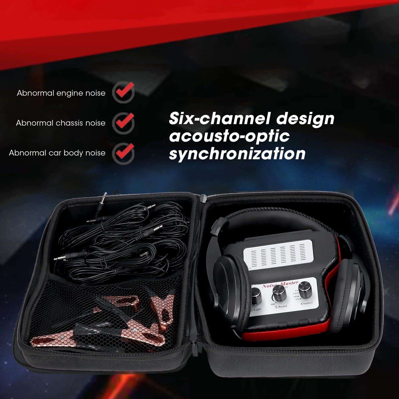 Car Noise Finder - Multi-Channel Abnormal Sound Detector for Motor, Chassis & Transmission | Ergonomic Automotive Noise Testing Tool for DIY Mechanics & Professional Use