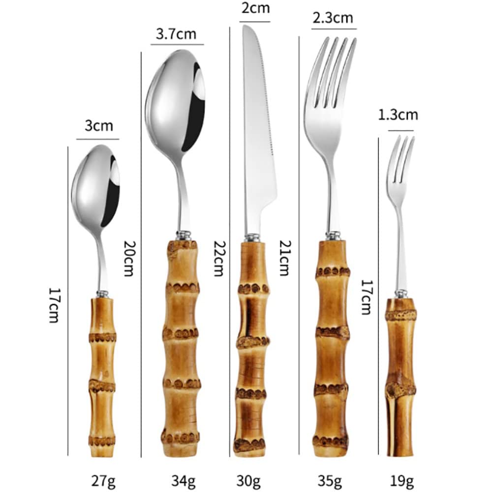 **Eco-Friendly 60-Piece Bamboo Flatware Set for 12 - Natural Bamboo Handle Cutlery, Dishwasher Safe & Handcrafted - Perfect for Dinner Parties, Picnics, and Sustainable Kitchen Use**