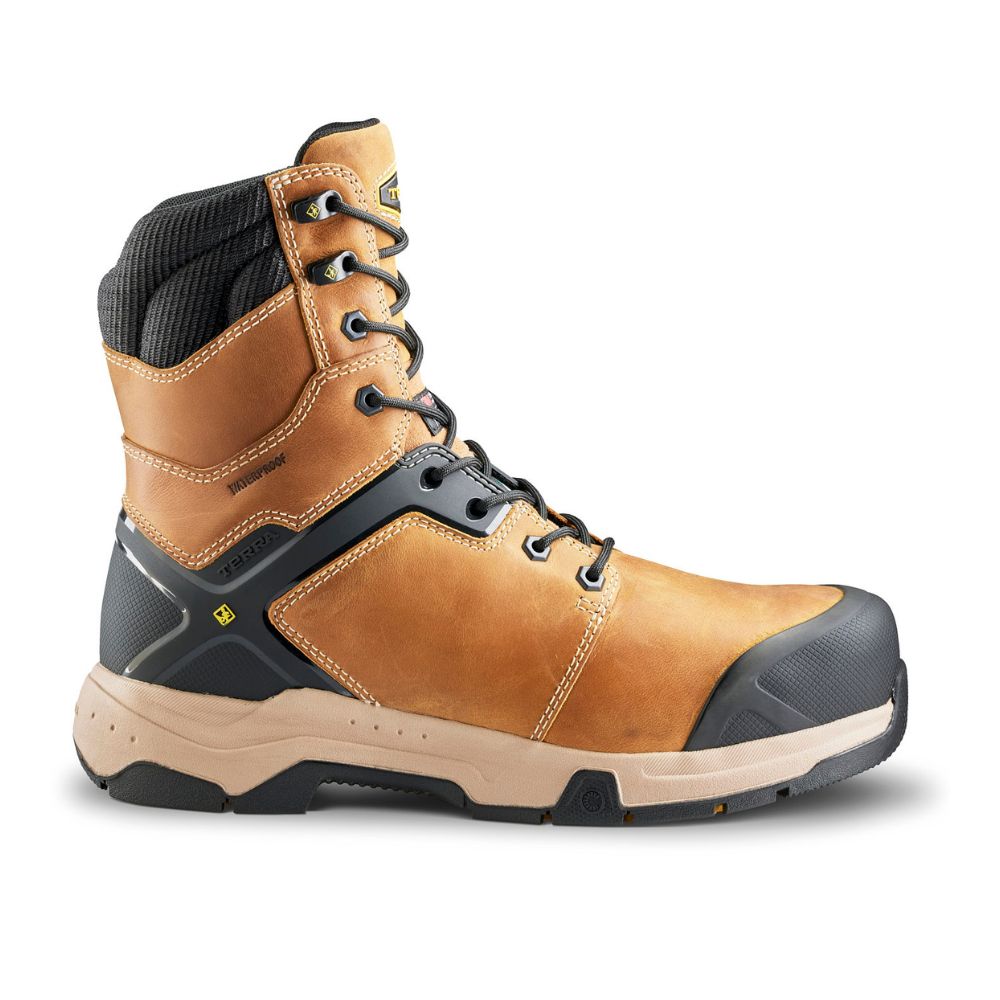 Terra Carbine Men's 8-Inch Waterproof Composite Toe Work Boots - Wheat TR0A4TCRFWE | Durable Safety Boots for Construction, Warehouse & Outdoor Work