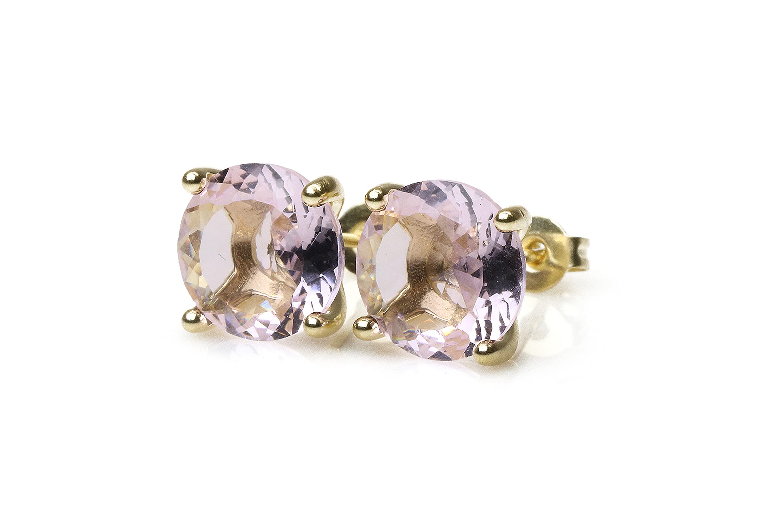 Rose Quartz Gold Stud Earrings - Handmade Crystal Jewelry for Women - Perfect for Gifts & Daily Wear