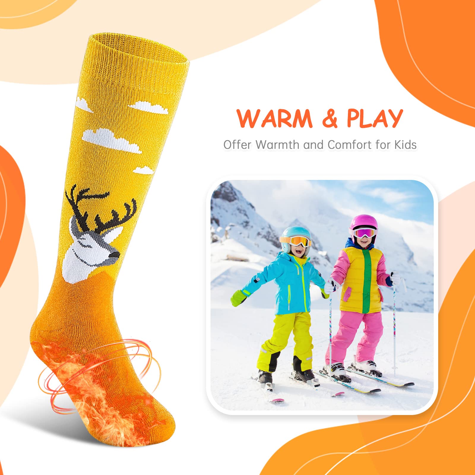 Cimkiz Kids Ski Socks (2 Pairs/3 Pairs) - Warm Winter Ski Socks for Boys & Girls, Toddler Snowboarding Socks for Outdoor Skiing & Snow Sports - Perfect for Ski Trips & Winter Adventures