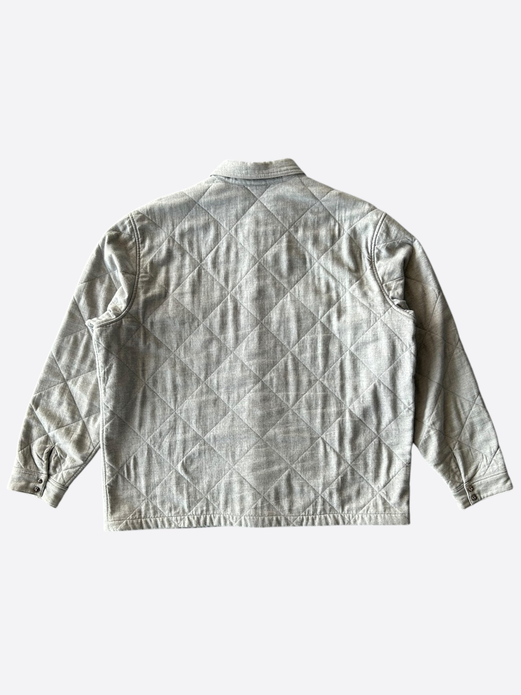 Chrome Hearts Grey Quilted Button Up Jacket for Men - Stylish Designer Jacket for Casual Wear & Street Fashion