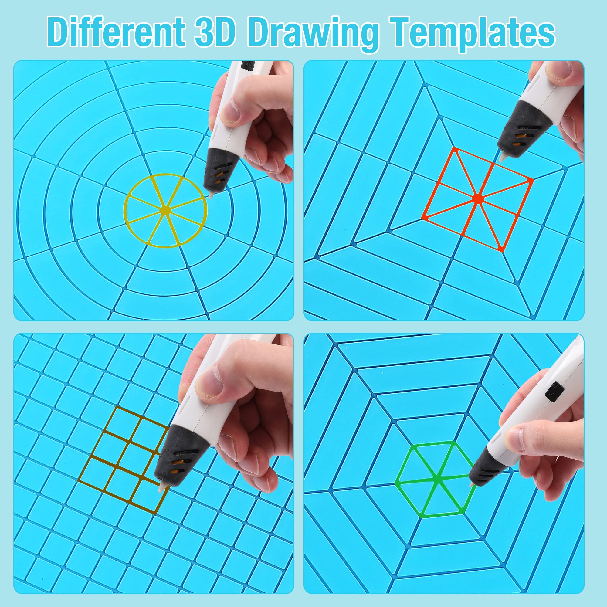 3D Printing Mat for Beginners - 12.2x11.4 Inch Non-Stick Work Surface for 3D Pens | Compatible with All 3D Pen Filaments & Stencils | Perfect for Kids, Artists & DIY Projects (Blue)