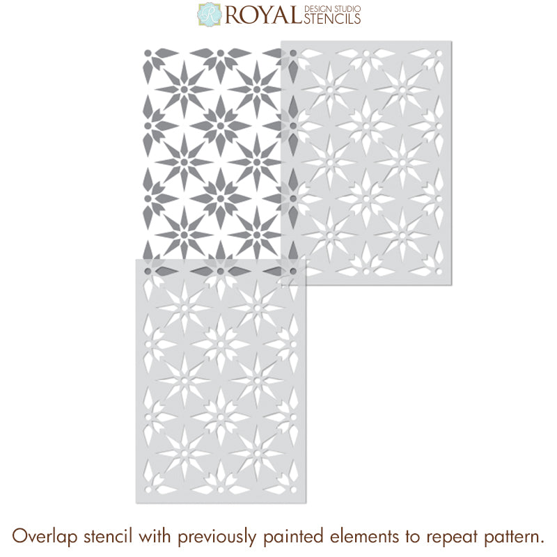 Starz Tile Allover Stencil - Reusable DIY Wall & Floor Stenciling Kit for Home Decor, Bathroom, Kitchen Backsplash - Perfect for Painting Patterns on Ceramic, Wood, Concrete Surfaces