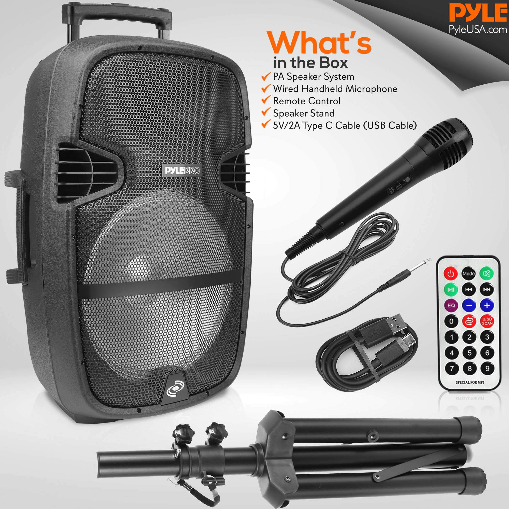Pyle 1000W Portable Bluetooth PA Speaker System with 15