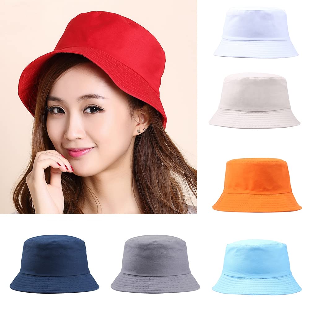 Unisex 100% Cotton Bucket Hat for Women & Men - Packable Summer Sun Hat for Travel, Beach, Outdoor & Fishing - Blue One Size Fits All - Perfect for Vacations, Hiking and Sunny Days