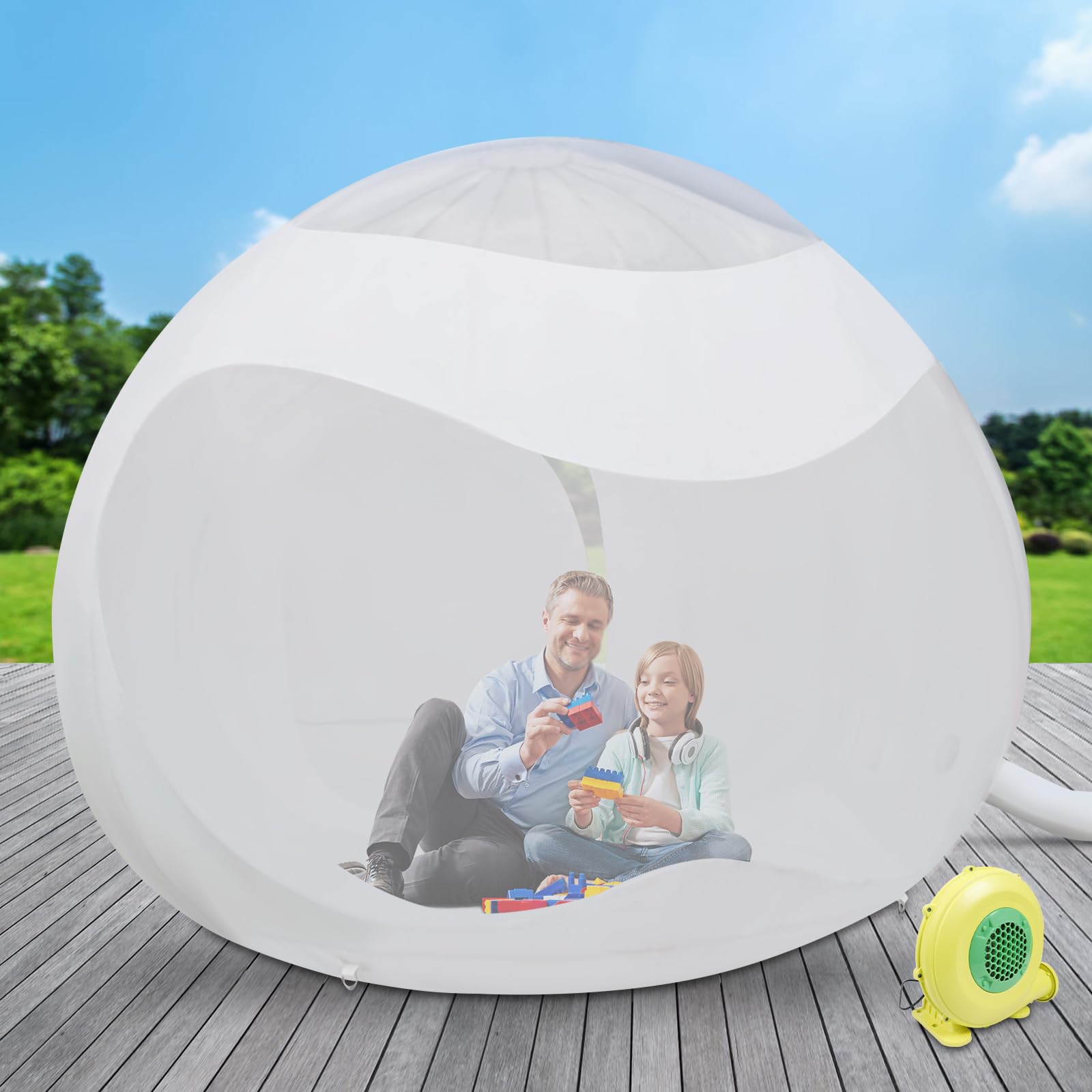 Inflatable Bubble Tent for Camping - Clear PVC Transparent Balloon House for 3-5 People with Blower | Outdoor Garden Party, Stargazing & Backyard Glamping Shelter