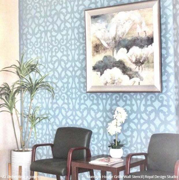 Mansion House Grille Trellis Wall Stencil - DIY Home Decor Stencil for Wall Painting, Furniture & Crafts - Perfect for Bedroom, Living Room & Garden Projects