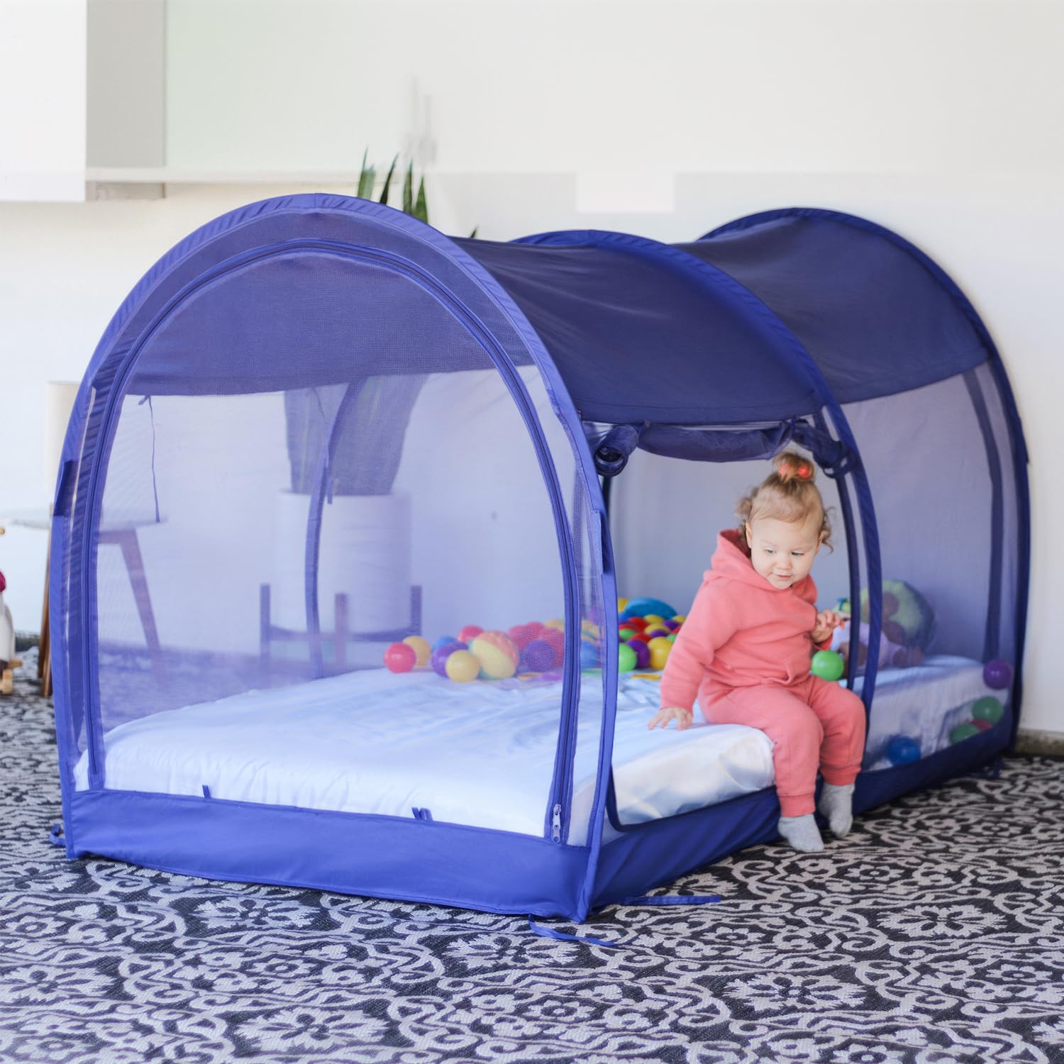 Dream Tents Bed Canopy - Pop Up Twin Size Cabin Shelter for Kids & Adults - Warm Breathable Indoor Privacy Tent (Mattress Not Included) - Perfect for Bedrooms, Dorms, Camping & Reading Nooks