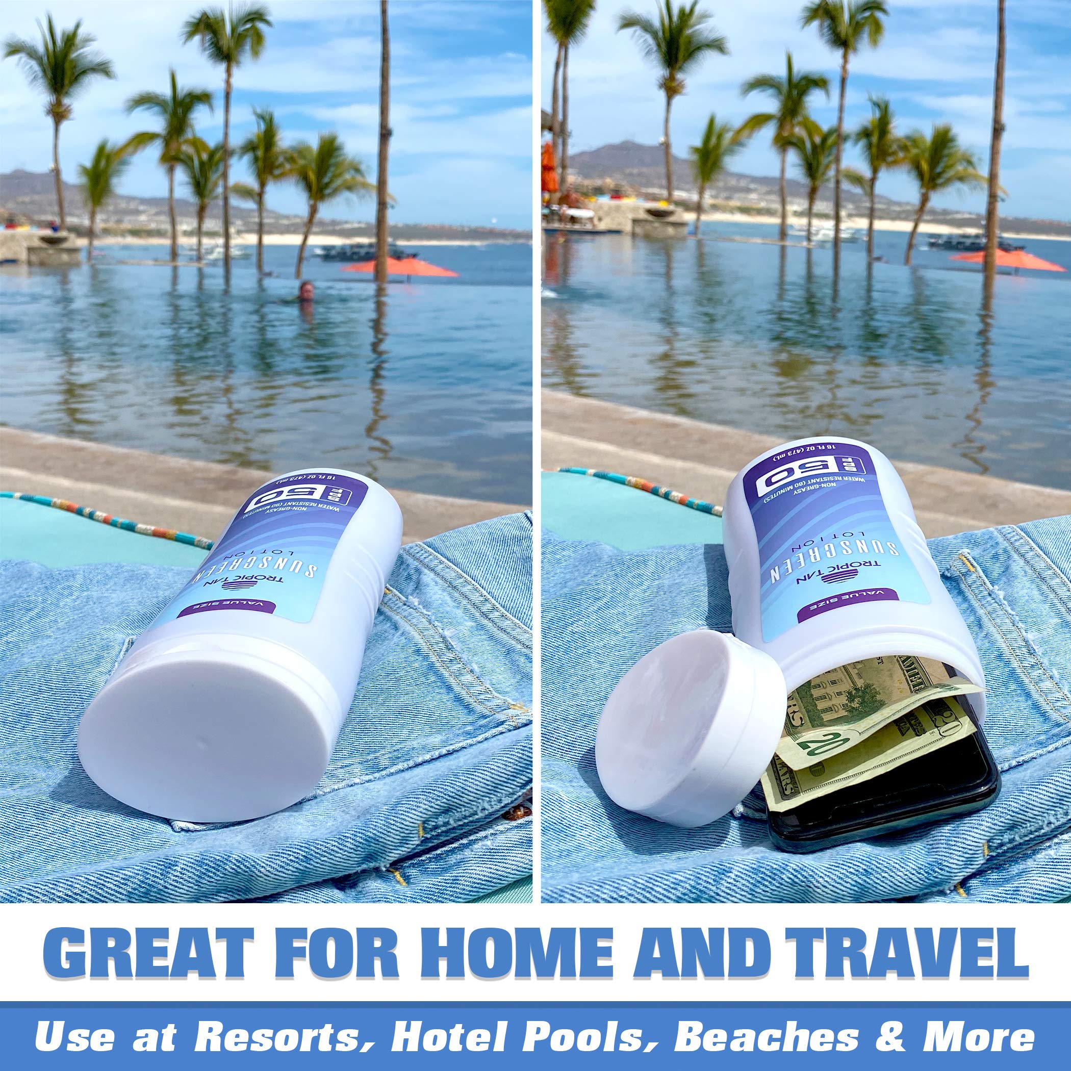 GoPong Sunscreen Diversion Safe Bottles 2 Pack - Waterproof Hidden Storage for Cash, Jewelry & Valuables - Perfect for Beach, Travel & Outdoor Adventures