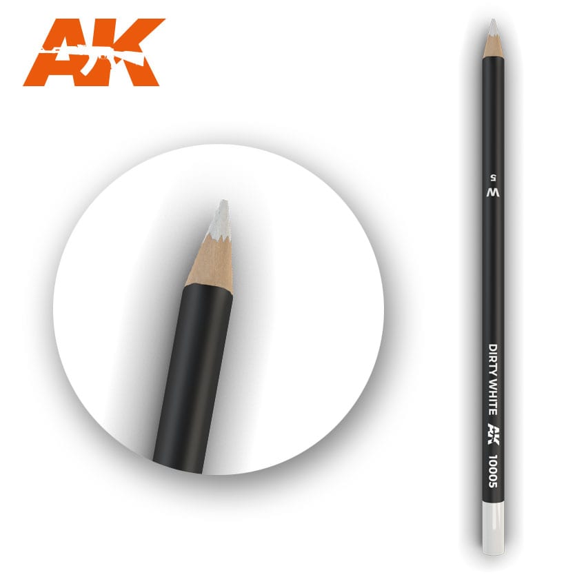 AK Weathering Pencil Dirty White - Realistic Model Painting & Miniature Detailing for Warhammer, Gundam, and Scale Models - Perfect for DIY Crafts, Cosplay Props, and Hobby Projects