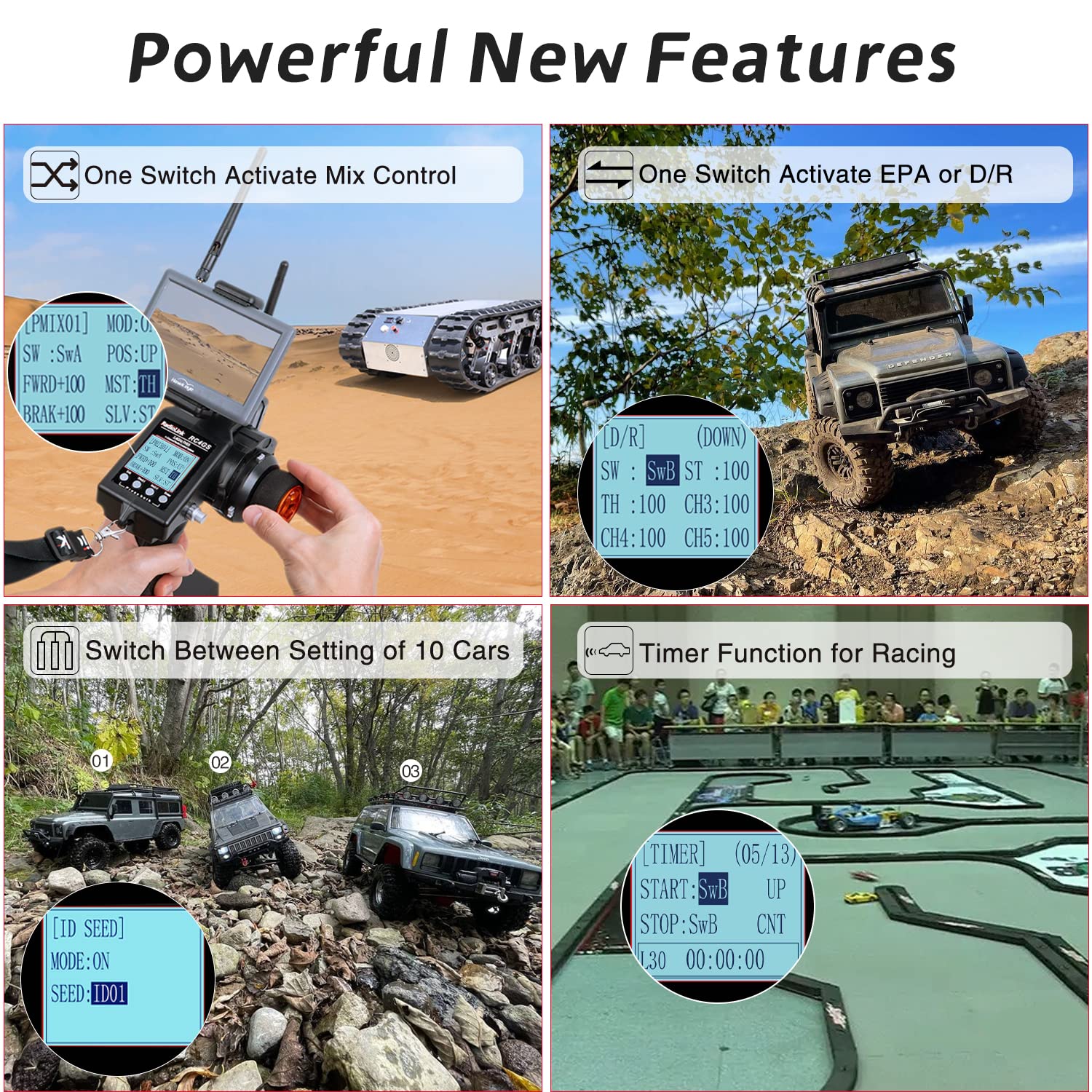 Radiolink RC4GS V3 5-Channel 2.4GHz RC Radio Transmitter with Gyro & 4x R6FG Receivers - 400M Remote Control Kit for RC Cars, Boats, Crawlers, Tanks, Drifting, Buggies | Perfect for Racing, Off-Roading & Hobby Use