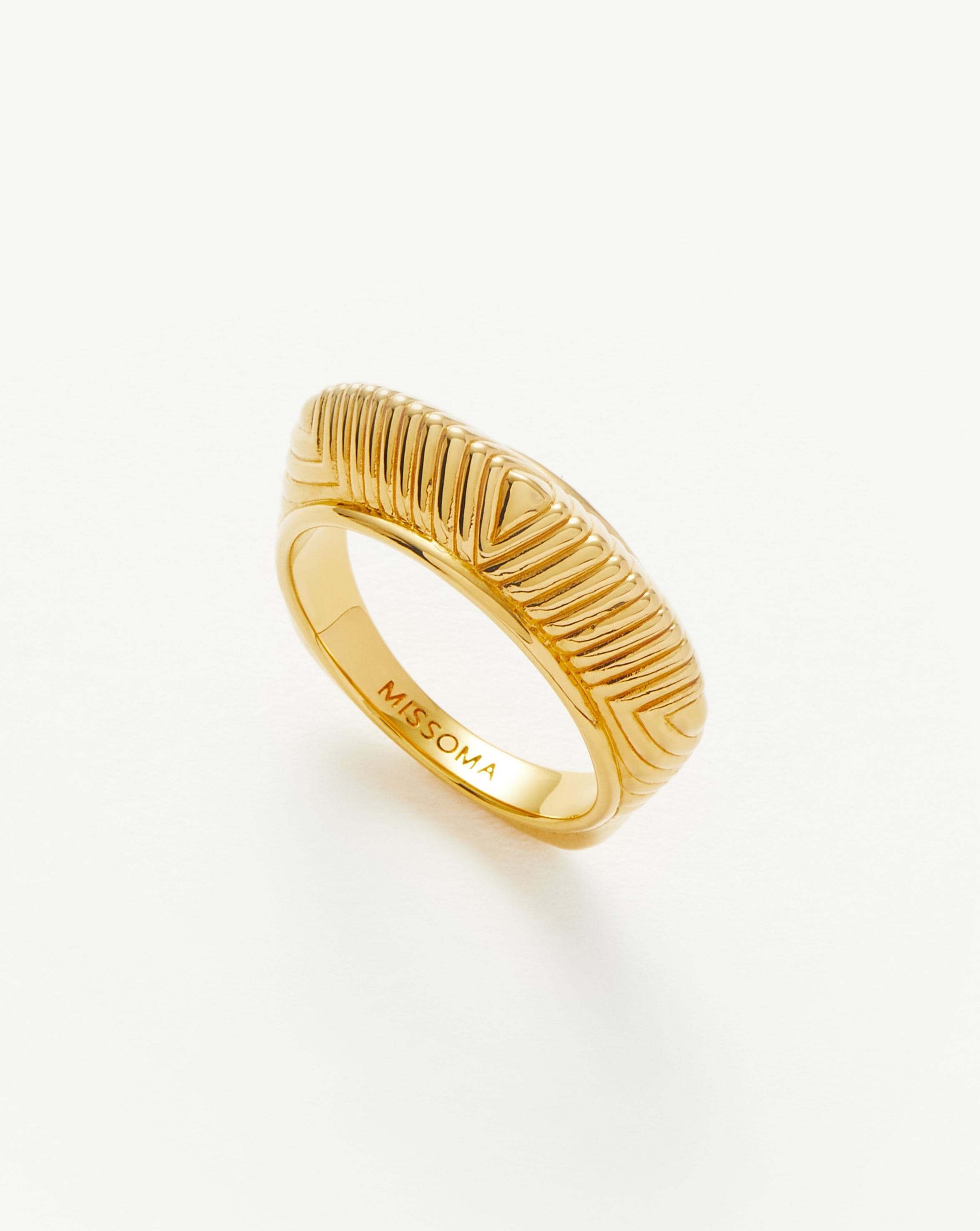 Hera Dome Ridge Stacking Ring - 18k Gold Vermeil Stackable Rings for Women | Perfect for Layering, Everyday Wear & Special Occasions