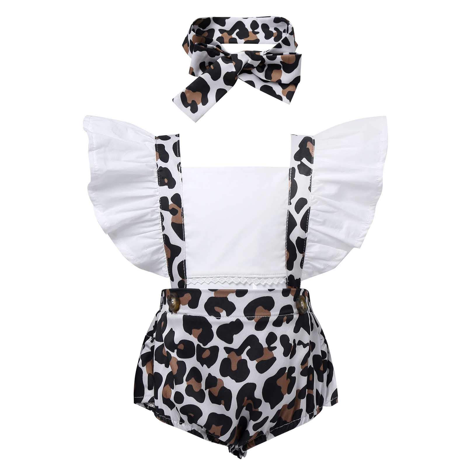 Yartina Infant Baby Girls Leopard Print Romper Jumpsuit - Ruffle Flutter Sleeve Summer Outfit for Newborn Toddler | Perfect for Playdates, Beach Trips & Family Photos