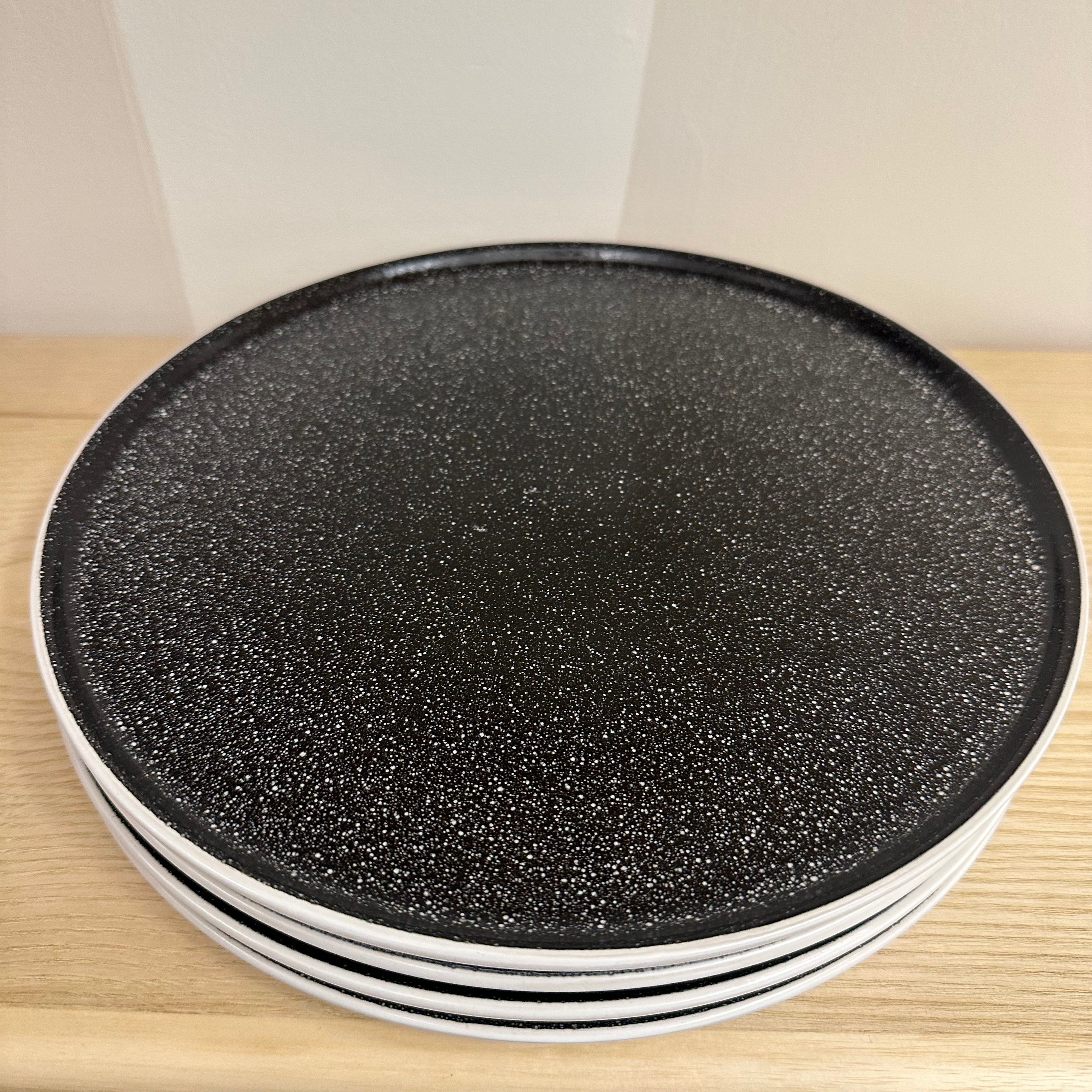 Black Speckle Ceramic Dinner Plates - Set of 4 Large Stoneware Plates for Dining, Entertaining & Home Decor | Rustic Kitchenware for Restaurants, Weddings & Everyday Use
