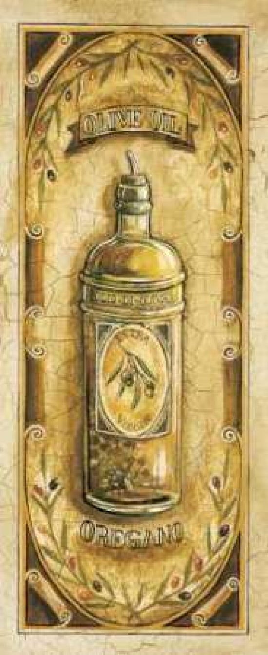 Gregory Gorham Olive Oil & Oregano Art Print Poster - 24x48 Inches - Vintage Kitchen Decor, Italian Cooking Theme, Wall Art for Restaurants & Home Dining Rooms
