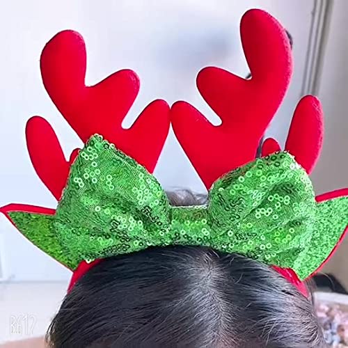 Sparkly Christmas Antler Headband for Women & Girls - Glitter Sequins Hair Accessories for Xmas, Halloween, Birthday Parties - Festive Holiday Decor & Fun Costume Gift    (Perfect for Christmas photos, holiday parties, costume events, festive gatherings, and as a fun gift for friends & family!)