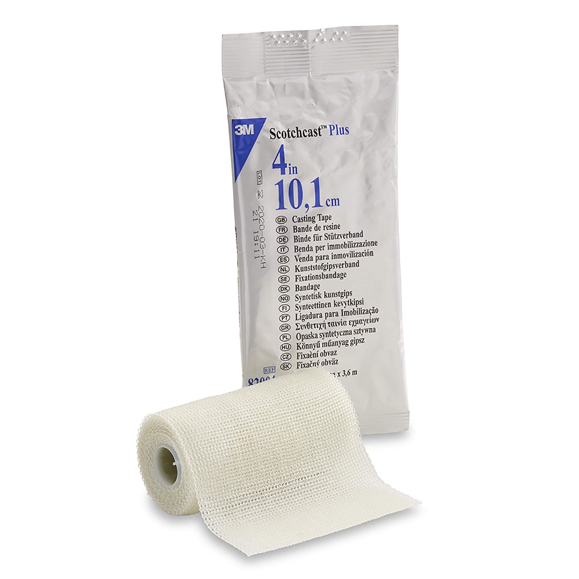 3M Scotchcast Plus Casting Tape 4 Inch x 4 Yds - Medical Casting Tape for Broken Bones & Fractures - White Fiberglass Cast Wrap (Case of 10 Rolls) - Ideal for Emergency First Aid & Orthopedic Support