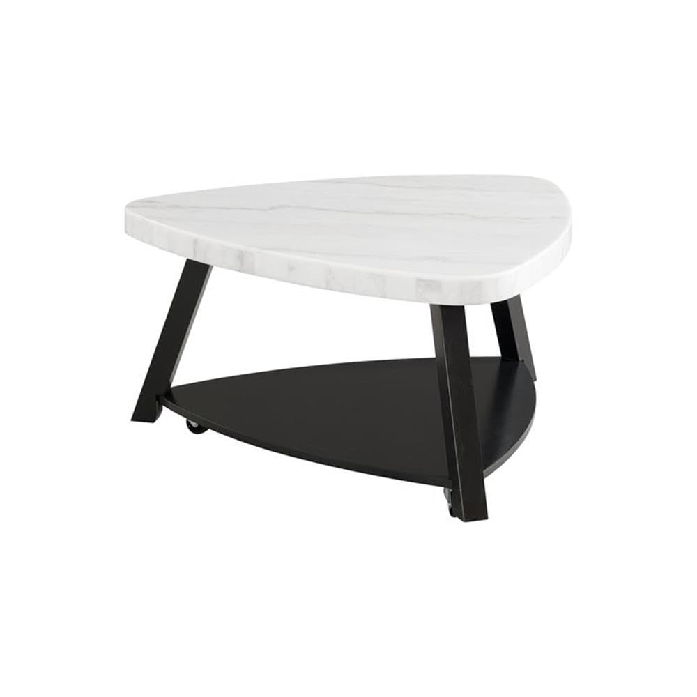 Picket House Furnishings Lena White Marble Top Coffee Table - Modern Living Room Centerpiece for Home Decor & Entertaining