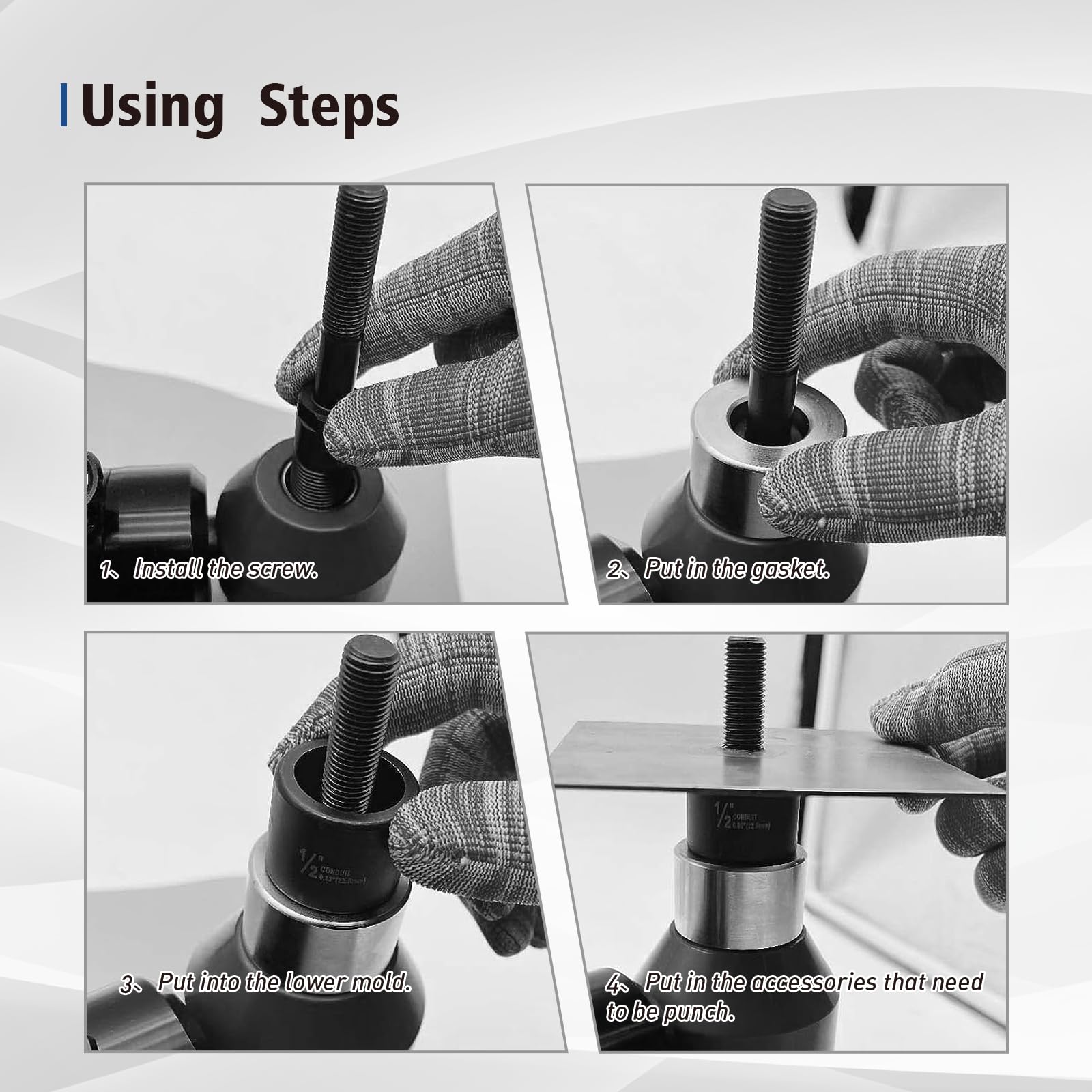 Hydraulic Knockout Hole Punch Set 1/2