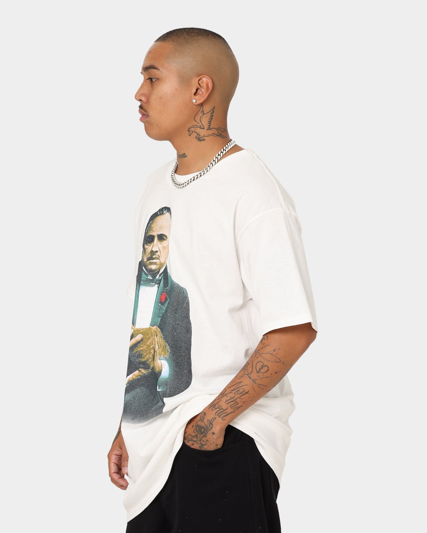 The Godfather Cat T-Shirt - White Cotton Vintage Graphic Tee for Men & Women | Perfect for Casual Wear, Movie Nights & Gifts