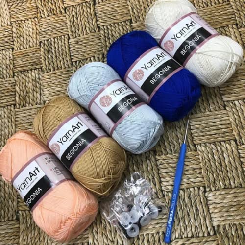 Premium Soft 100% Cotton Yarn for Knitting & Crochet - Yarn Art Begonia Yarn (1.76oz/50g, 185yds/169m) | Pastel & Shiny Colors | Ideal for Baby Blankets, Amigurumi, Scarves & DIY Crafts