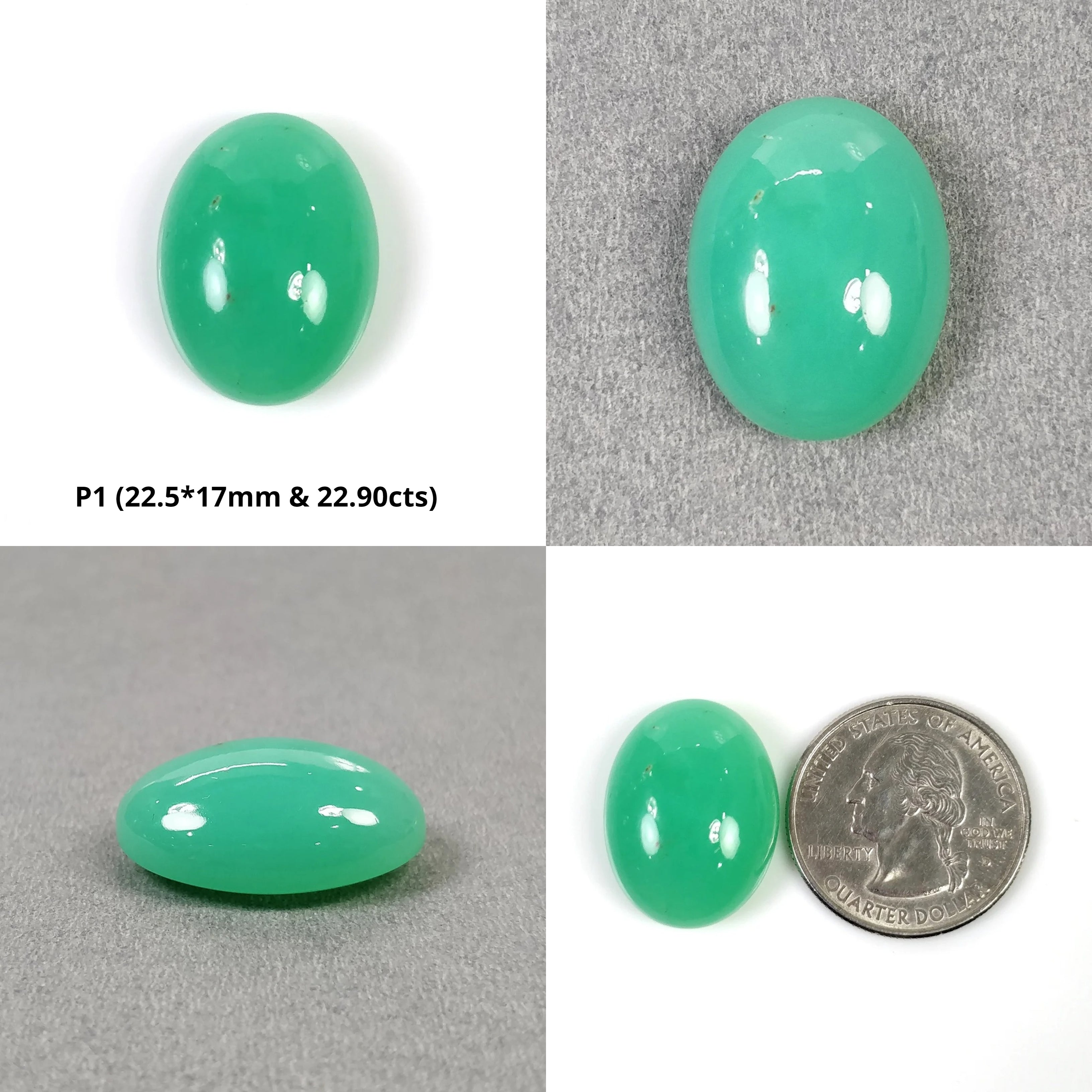 Natural Green Chrysoprase Gemstone Cabochon - Untreated, Unheated, Square & Oval Shapes (20x14mm to 33x22mm) for Jewelry Making, Wire Wrapping, and Healing Crystal Collections