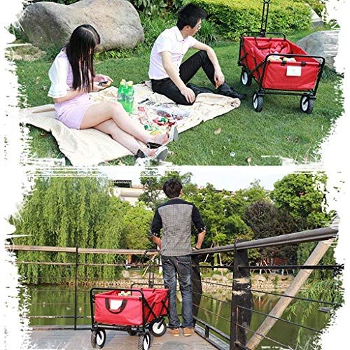 Heavy Duty Portable Folding Garden Cart with 4 Wheels - 75kg Capacity Multi-Function Wagon for Outdoor Camping, Beach, Shopping & Gardening - Ideal for Groceries, Picnics and Yard Work