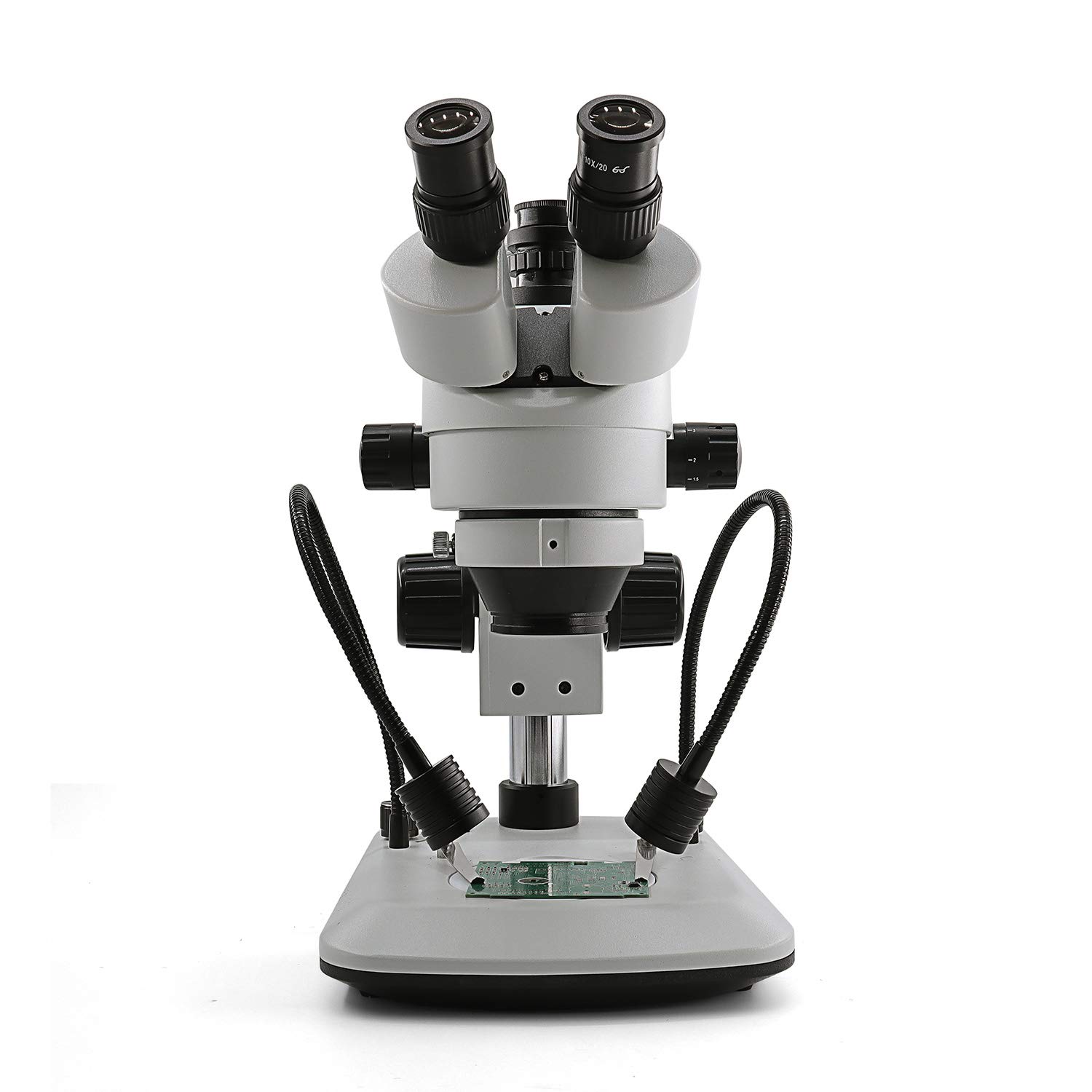 Swift S7-TGL-CA05 Trinocular Stereo Microscope with 7X-45X Zoom, WF10X Eyepieces, Gooseneck & Transmitted LED Lights - Perfect for Jewelry Appraisal, Coin Collecting, PCB Inspection, and Biological Research (110V, Pillar Stand)