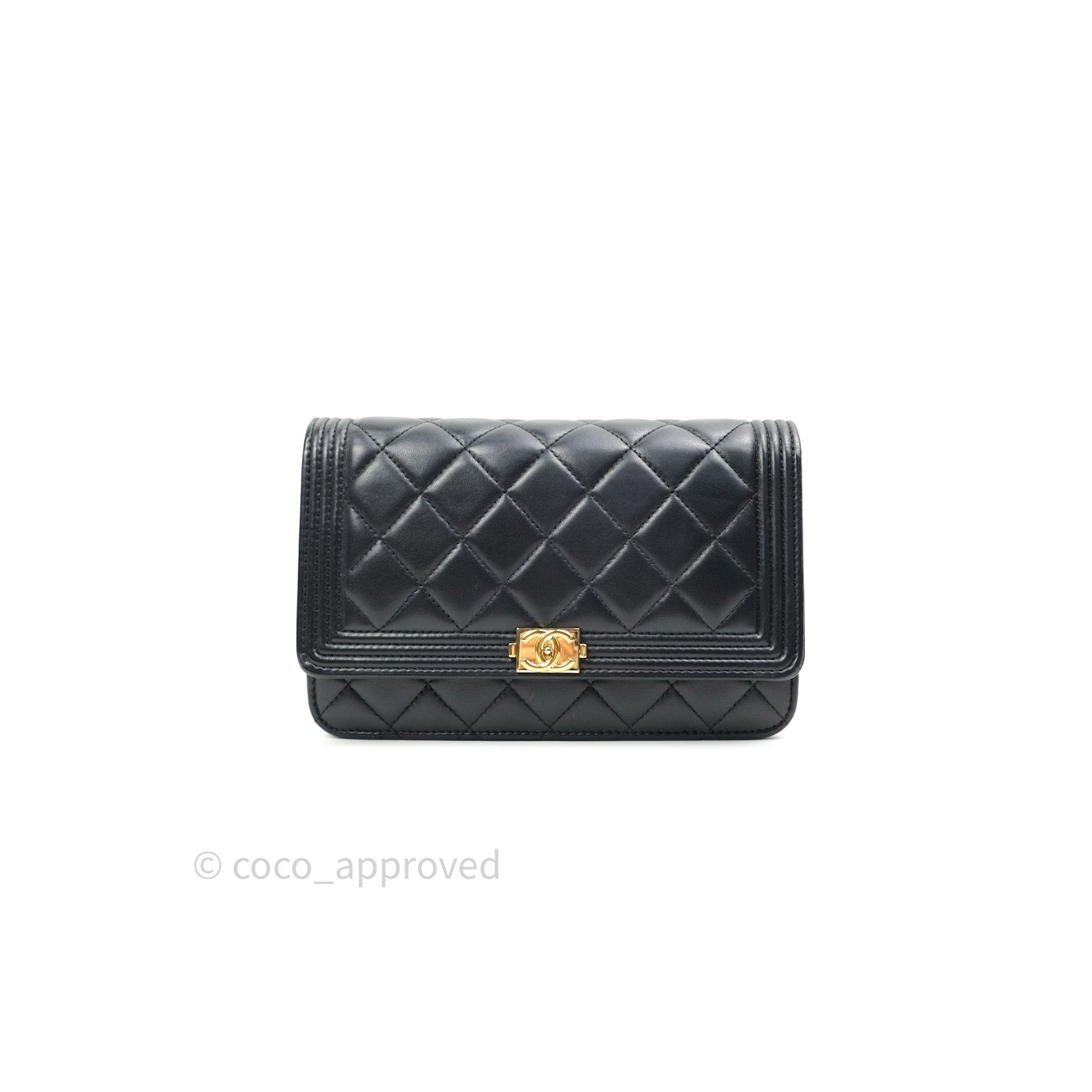 Chanel Boy Wallet on Chain WOC Black Lambskin Gold Hardware - Luxury Crossbody Bag for Women, Perfect for Evening Parties & Daily Use