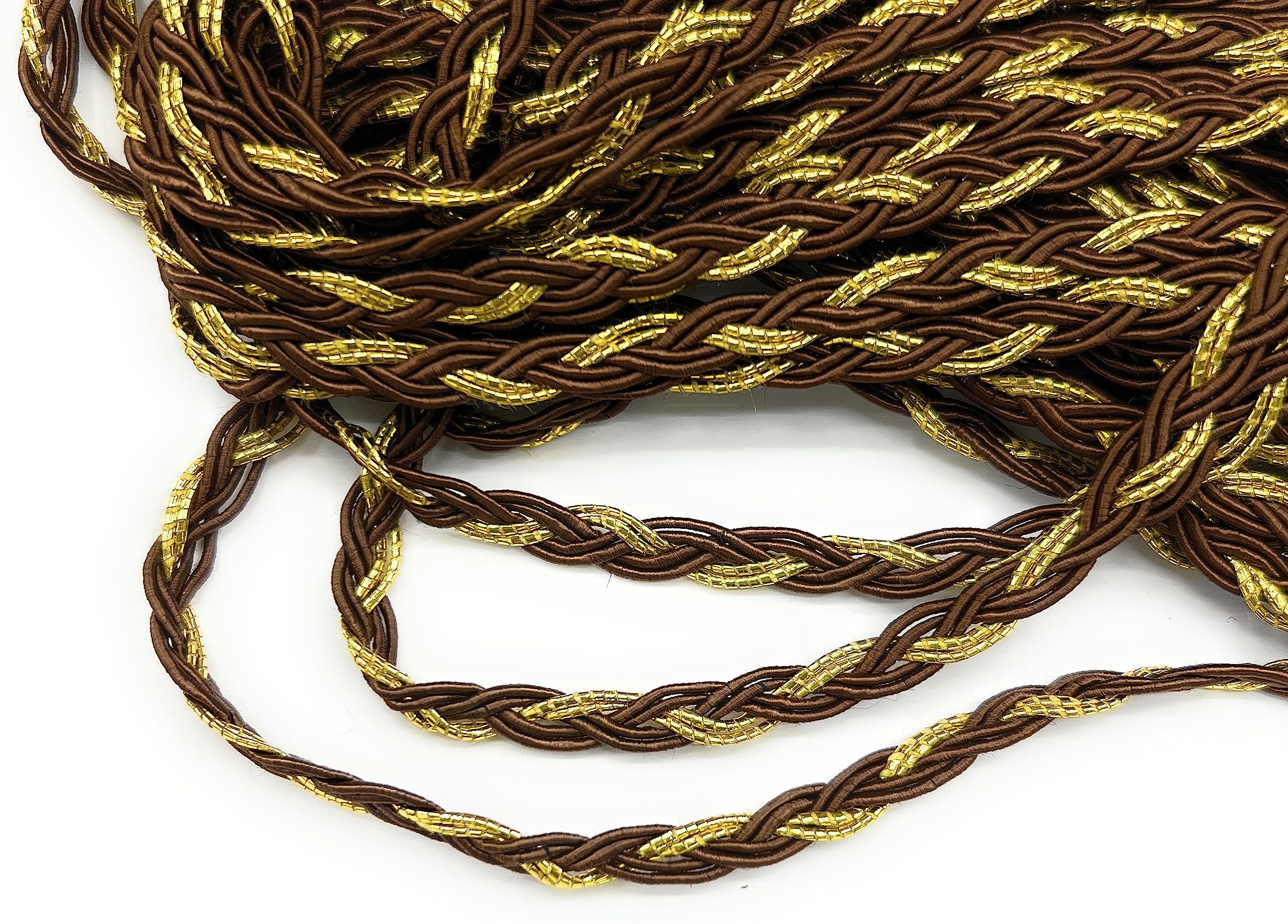 Gold Brown Braided Cord Trim - 1/4
