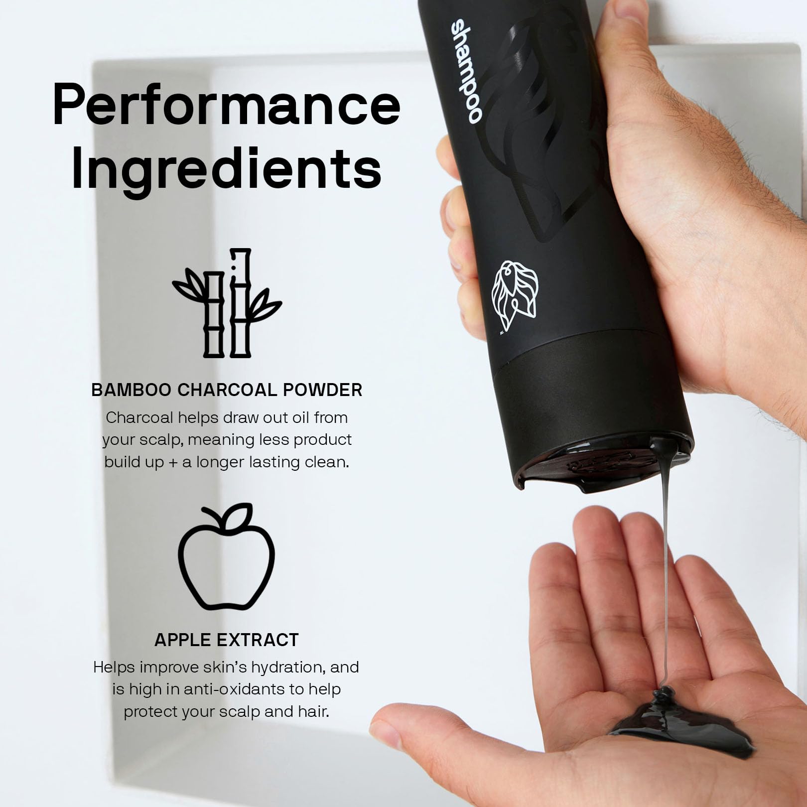 Black Wolf Men's Shampoo for Oily Hair - 12 Fl Oz Charcoal-Infused Oil Control Shampoo with Moisturizing & Deep Cleansing Formula | Hydrates & Nourishes Scalp | Daily Hair Care for Men | Perfect for Gym, Work & Active Lifestyles