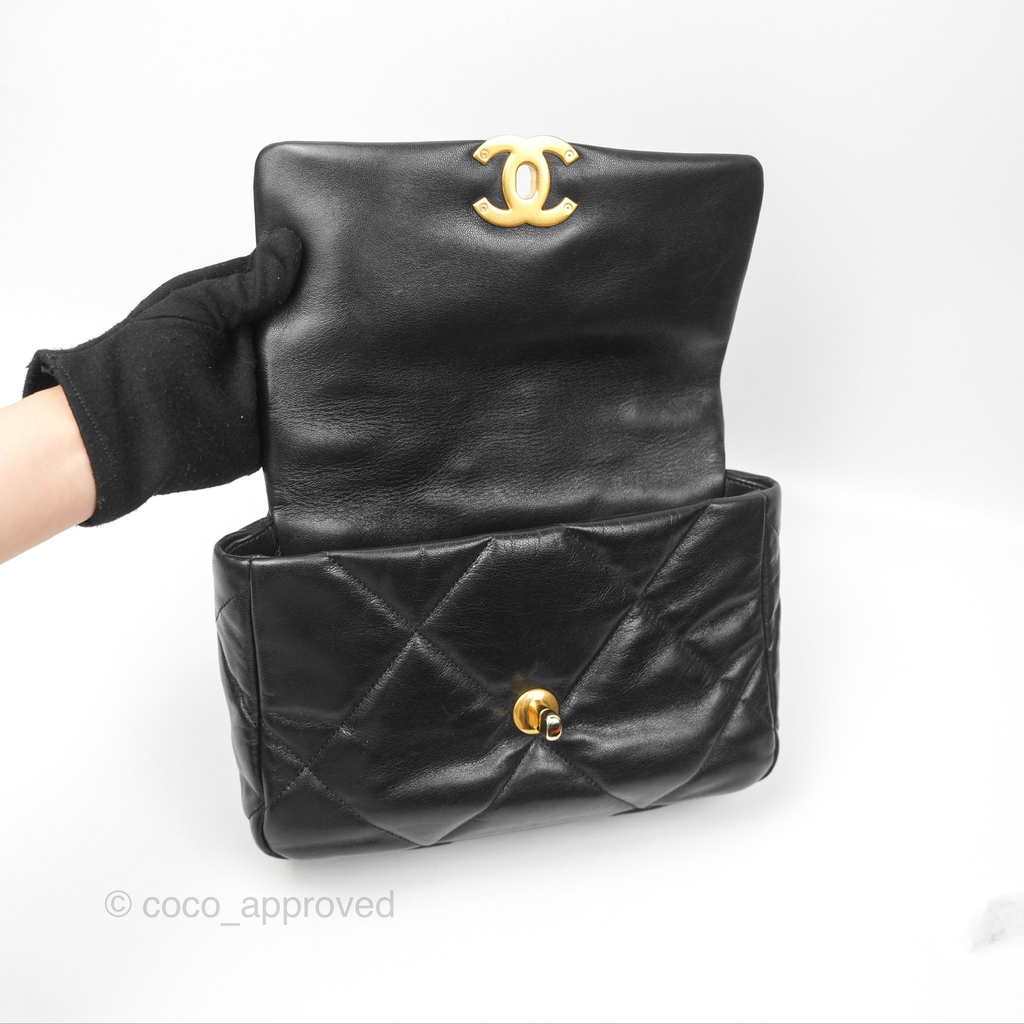 Chanel 19 Small Black Goatskin Mixed Hardware Flap Bag - Luxury Designer Handbag for Women, Perfect for Date Night & Evening Events