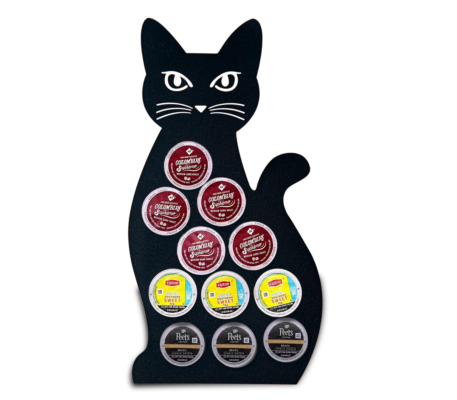 Black Cat-Themed K-Cup Coffee Pod Holder - Countertop Organizer for Keurig Pods | Perfect for Kitchen, Office & Coffee Bar Decor