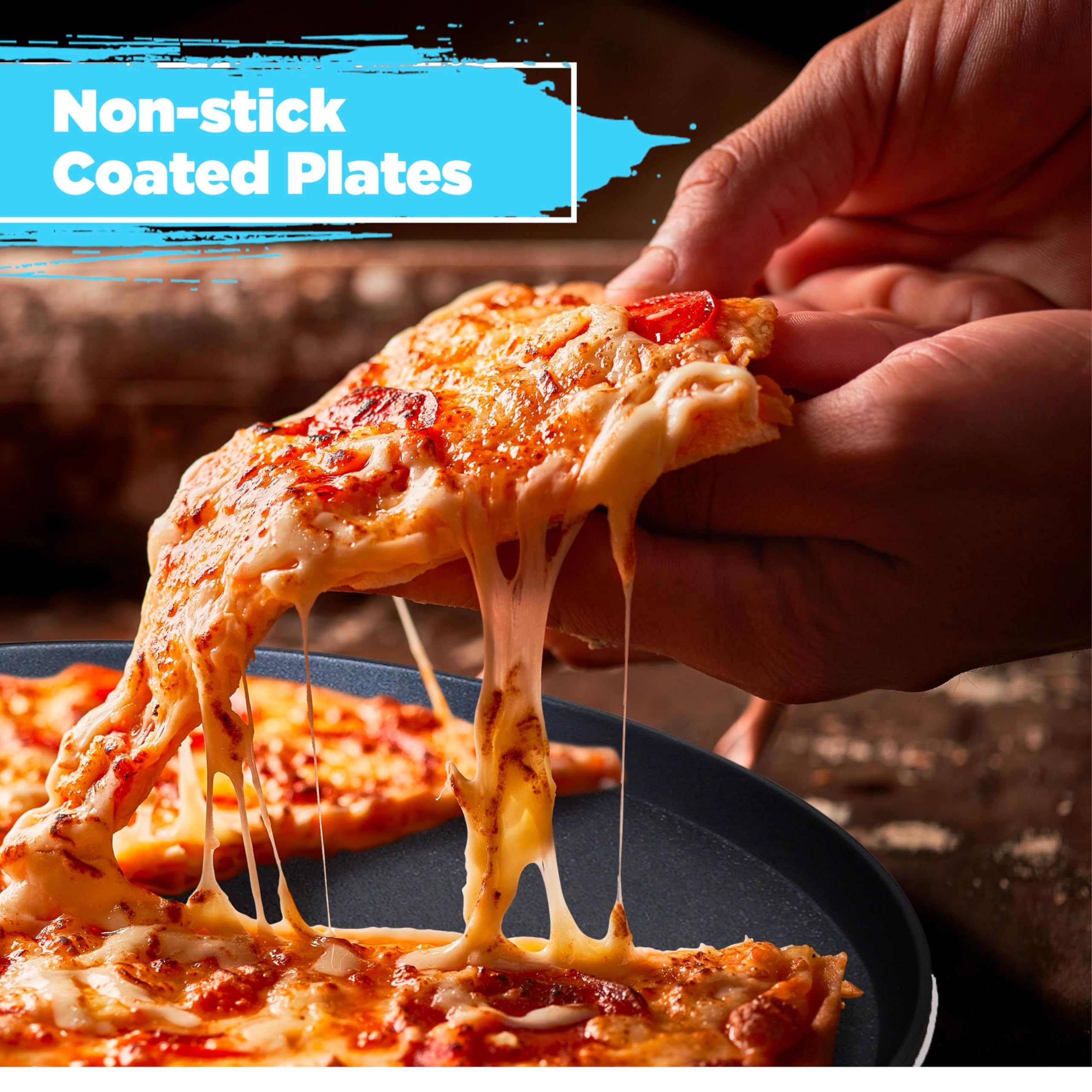 **Courant 12-Inch Electric Pizza Maker & Calzone Maker - Non-Stick Plates, Cool-Touch Handle, Indoor Countertop Oven for Home, School, or Dorm - Perfect for Quick Meals, Parties, and Family Gatherings**