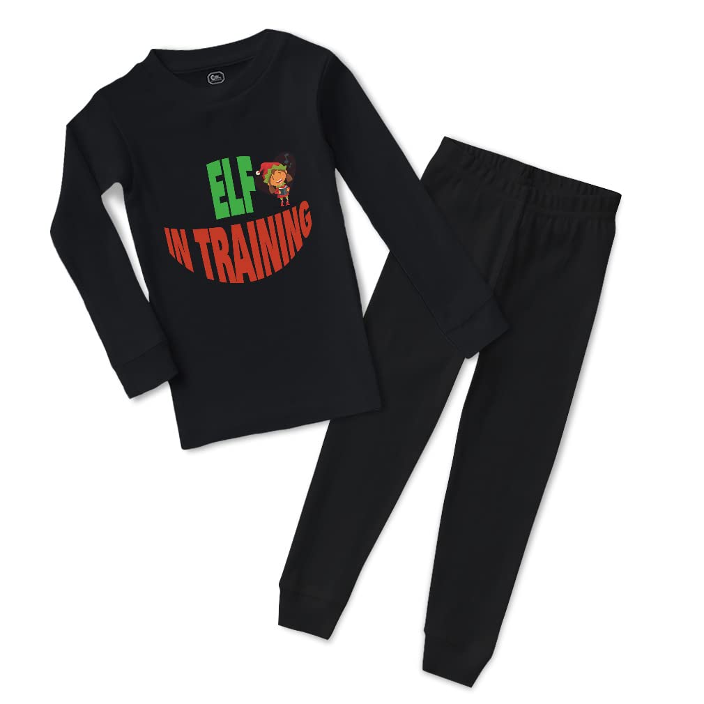 Custom Cotton Toddler Pajamas for Boys & Girls - Elf in Training Christmas Santa Xmas Snug Fit - Cozy Holiday Sleepwear for Kids' Christmas Eve & Winter Nights