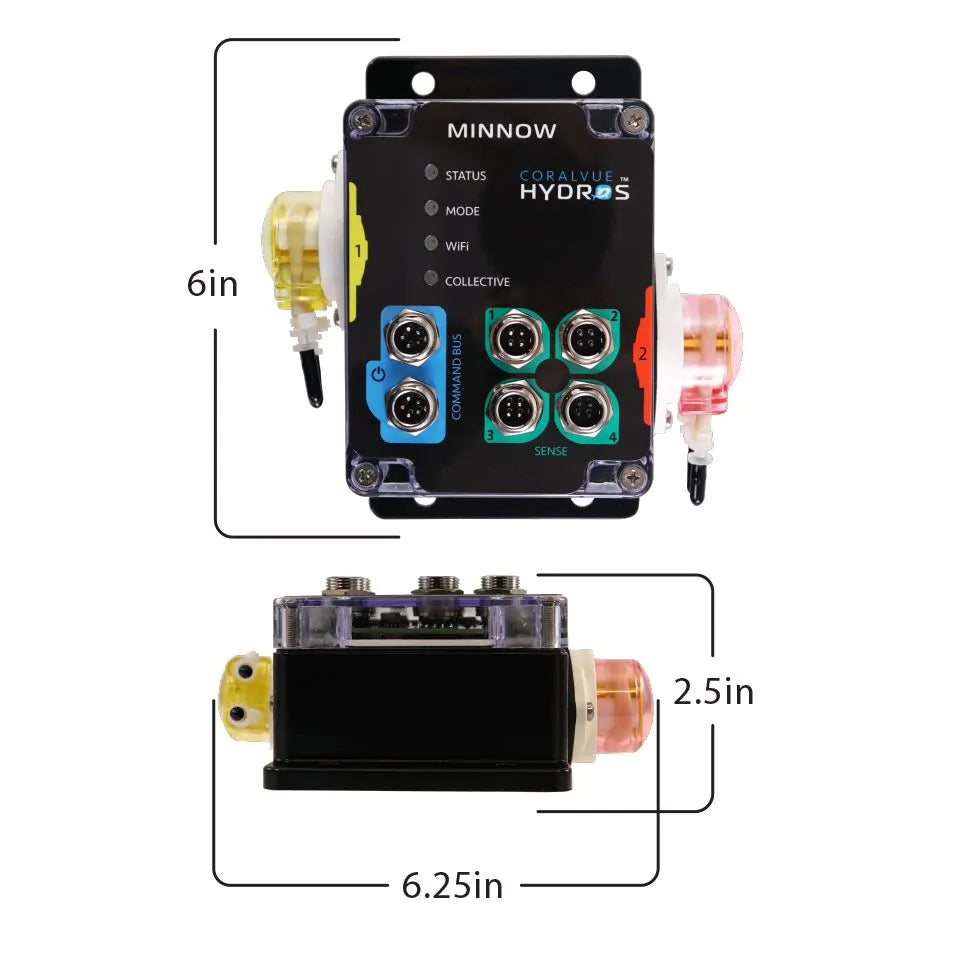 Hydros Minnow Smart Aquarium Controller & 2-Head Dosing Pump - Automated Water Parameter Monitoring for Saltwater & Freshwater Fish Tanks