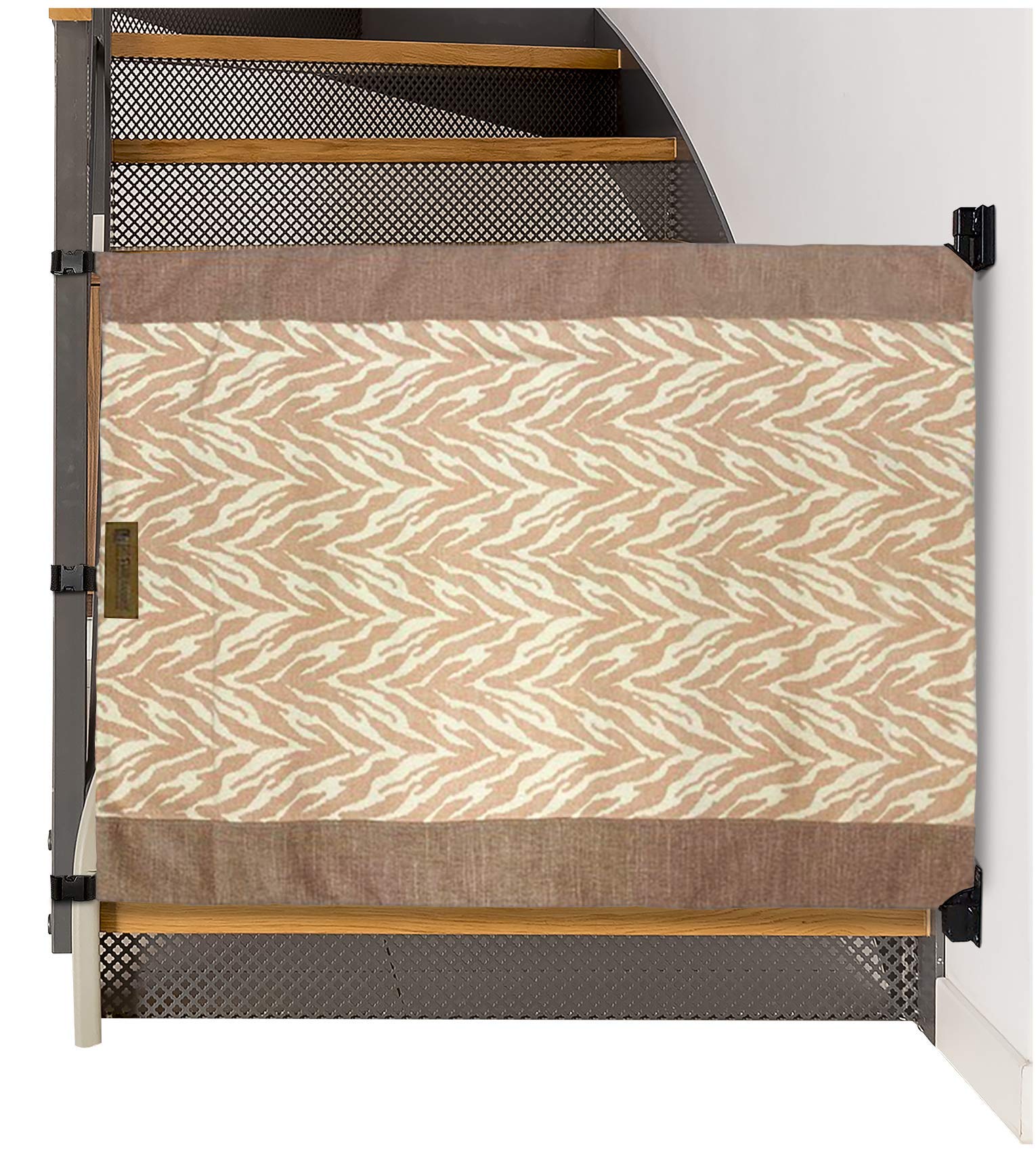 Baby Safety Gate for Stairs - No Drill Fabric Barrier for Banister to Wall (43-52