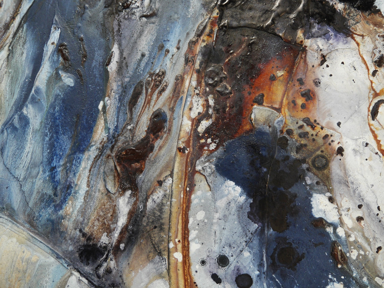 150cm x 150cm Rustic Blue Denim & Umber Textured Abstract Canvas Painting - Modern Wall Art for Living Room, Bedroom & Office Decor