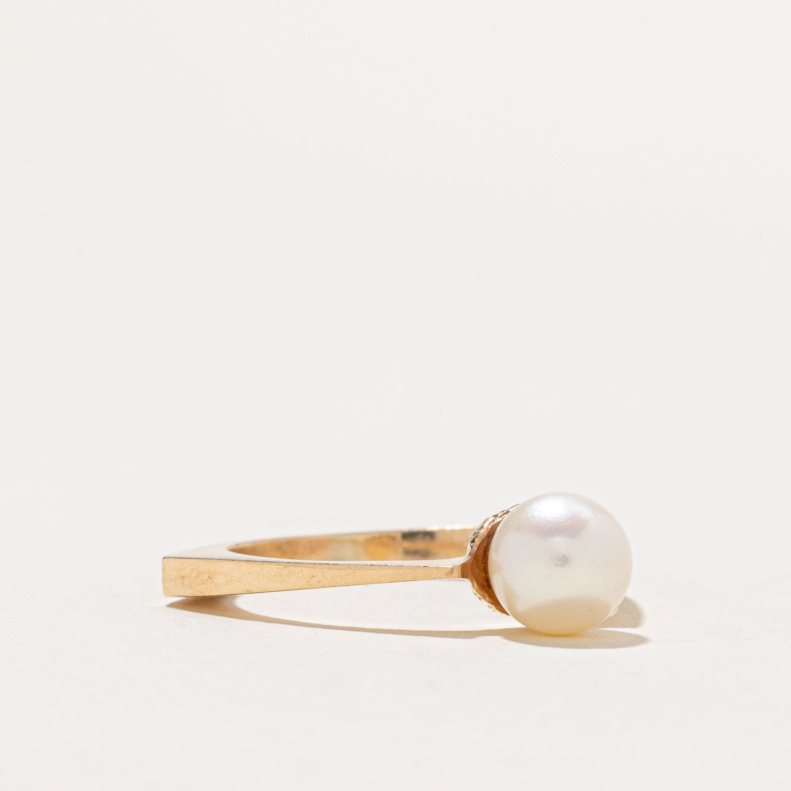 Solitaire Pearl Euro Shank Ring - 9.5 Size | Elegant White Pearl Engagement & Wedding Ring for Women | Perfect for Proposals, Anniversaries & Special Occasions