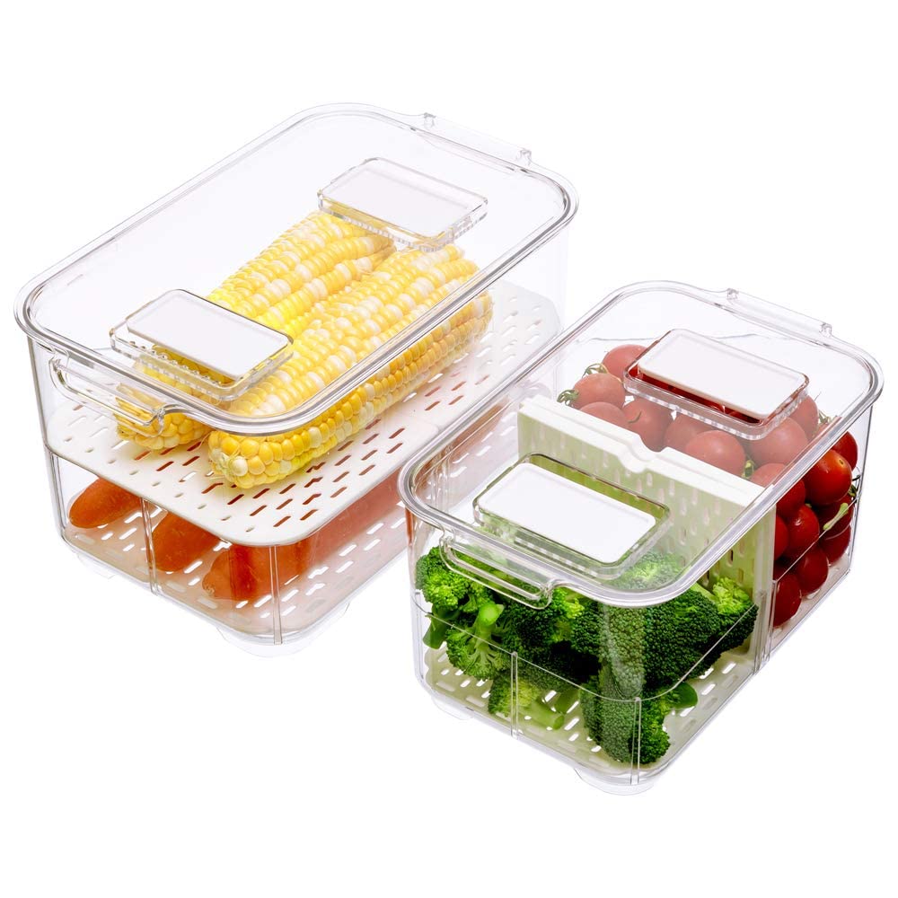 Large Airtight Food Storage Containers for Fridge - BPA Free Produce Keepers & Meal Prep Organizers | Perfect for Fresh Vegetables, Fruits, Leftovers & Bulk Food Storage