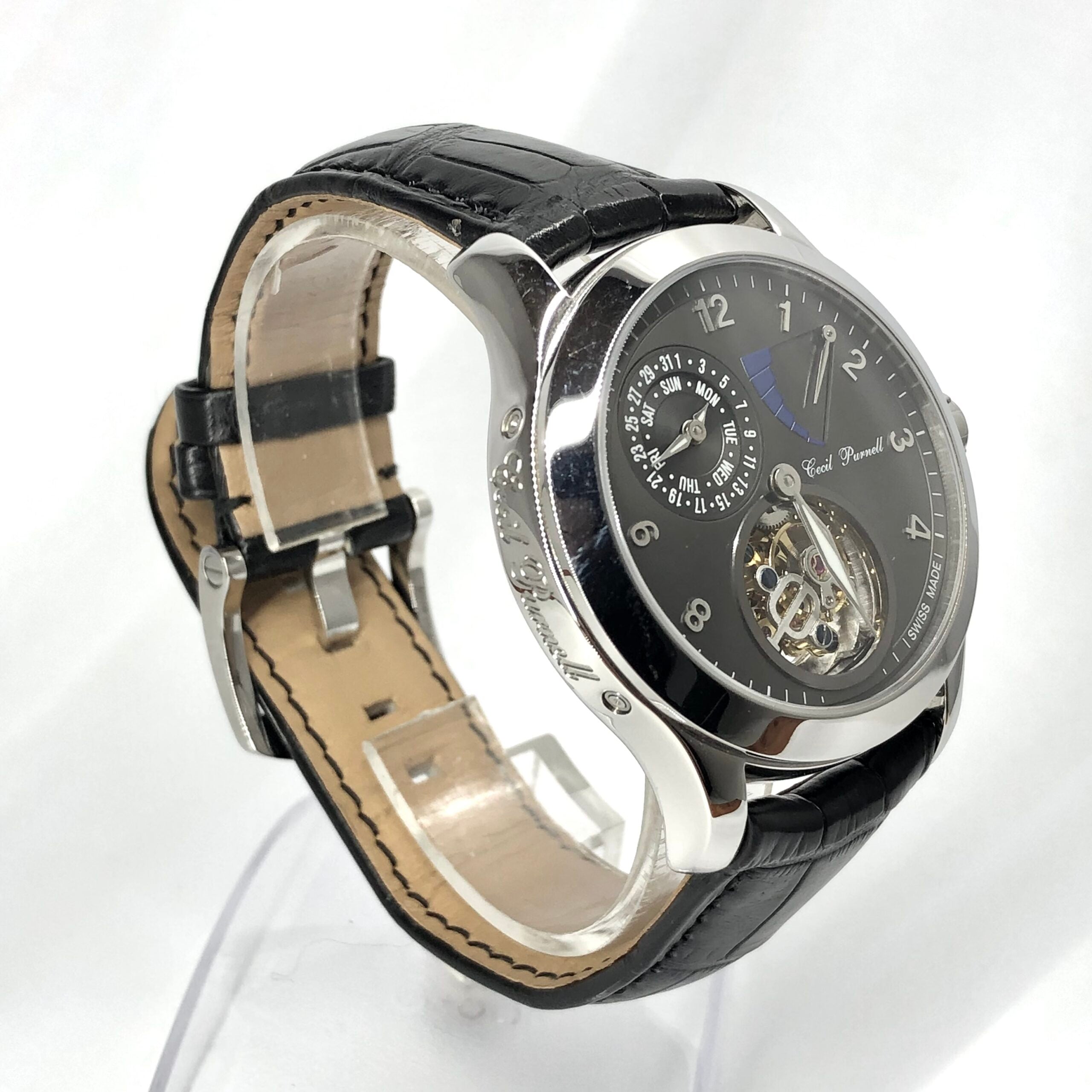 Cecil Purnell Luxury Tourbillon Stainless Steel Watch - Limited Edition Men's Timepiece for Business & Formal Occasions